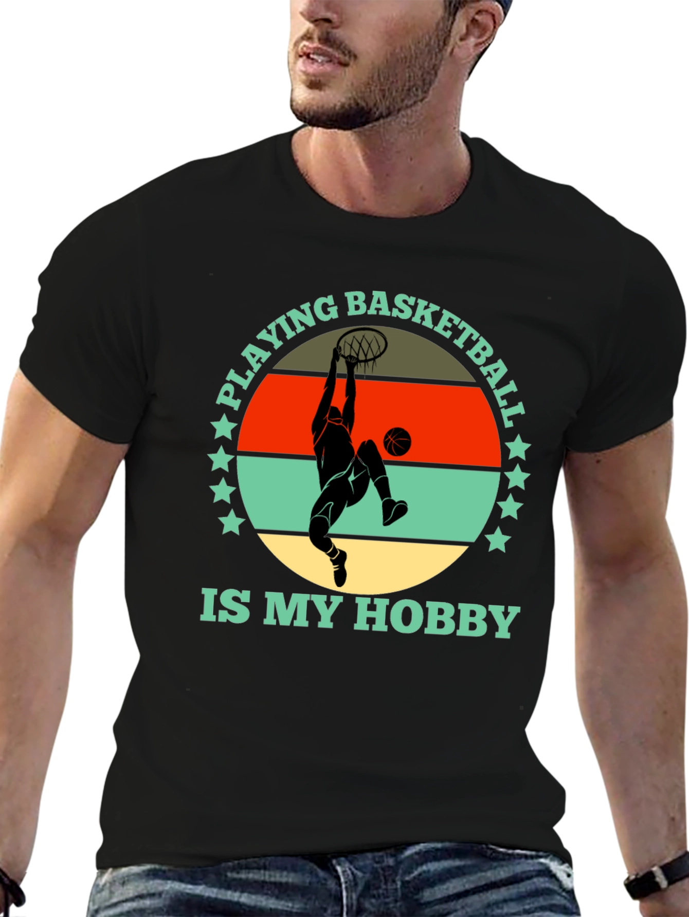 Black Basketball Hobby Graphic Tee - Stylish Cotton T-Shirt view 6