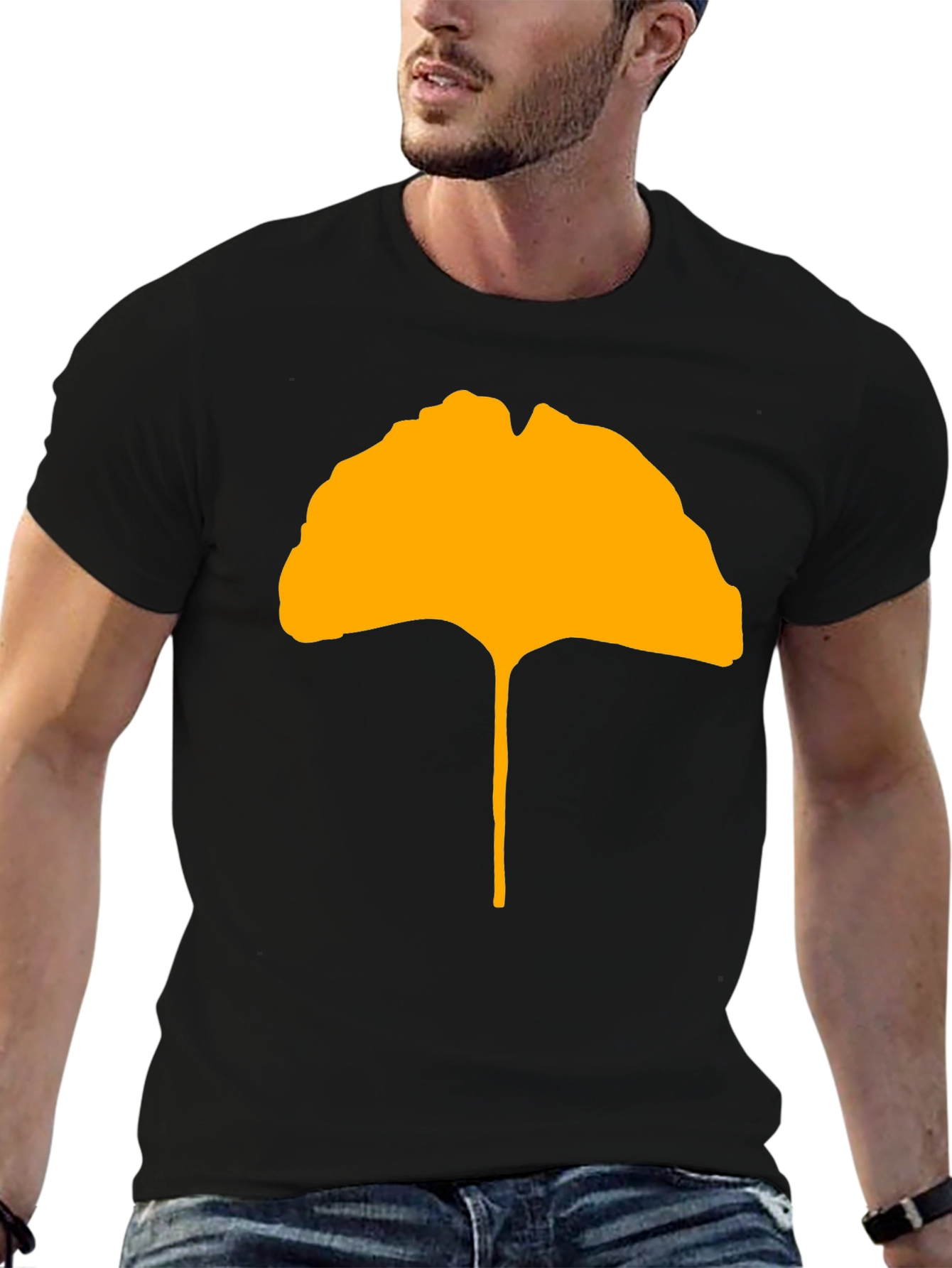 Black Ginkgo Leaf Graphic Tee - Stylish & Unique Design view 6