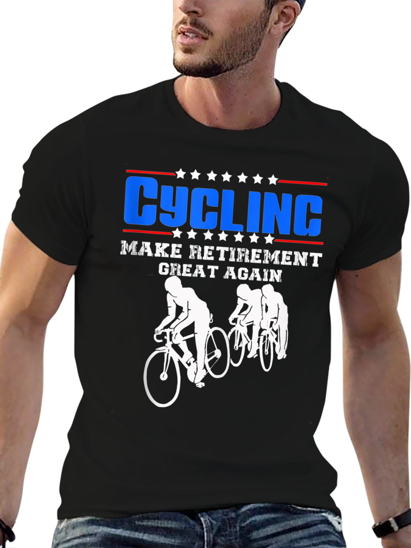 Black Cycling Make Retirement Great Again T-Shirt view 6