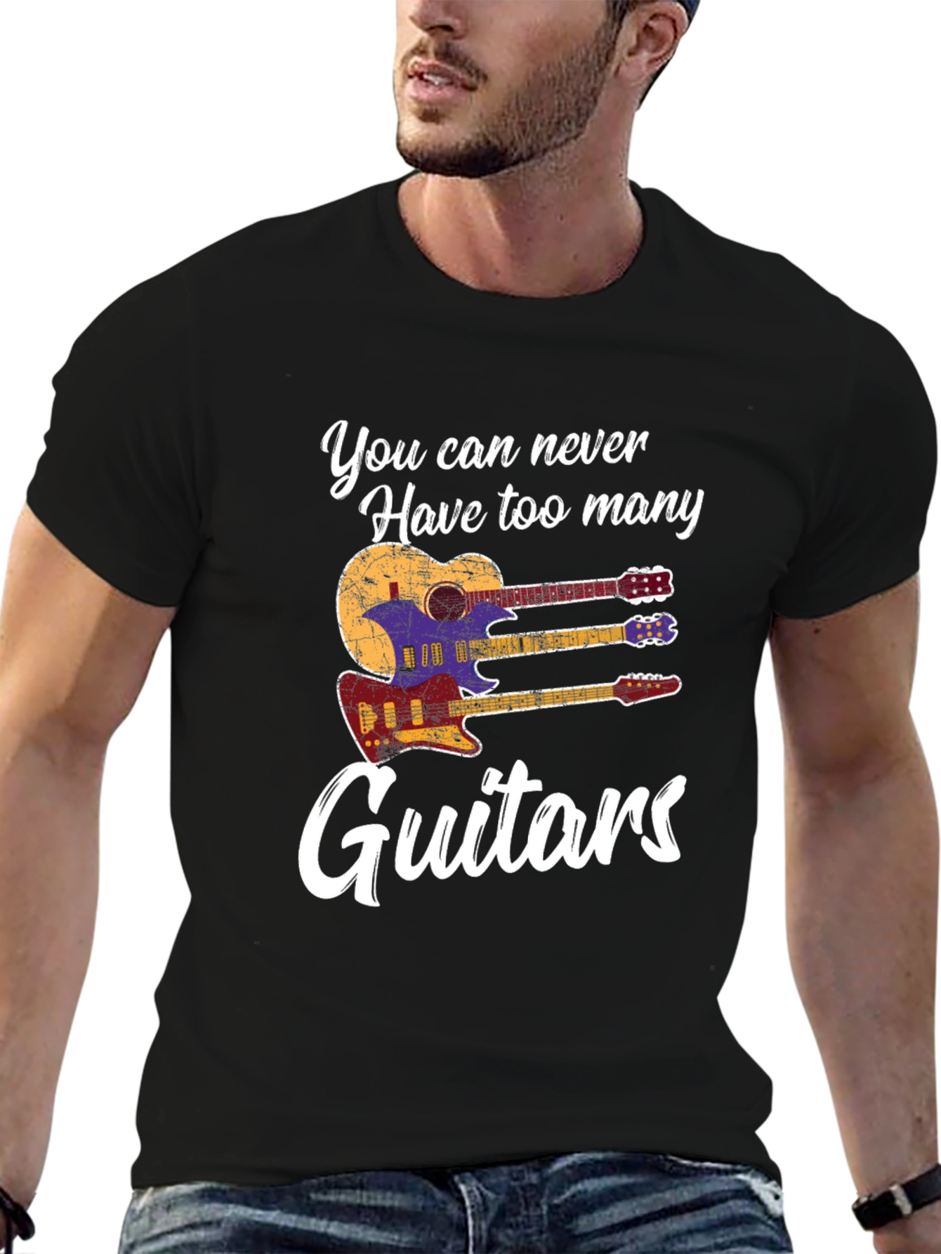 Black You Can Never Have Too Many Guitars T-Shirt view 6