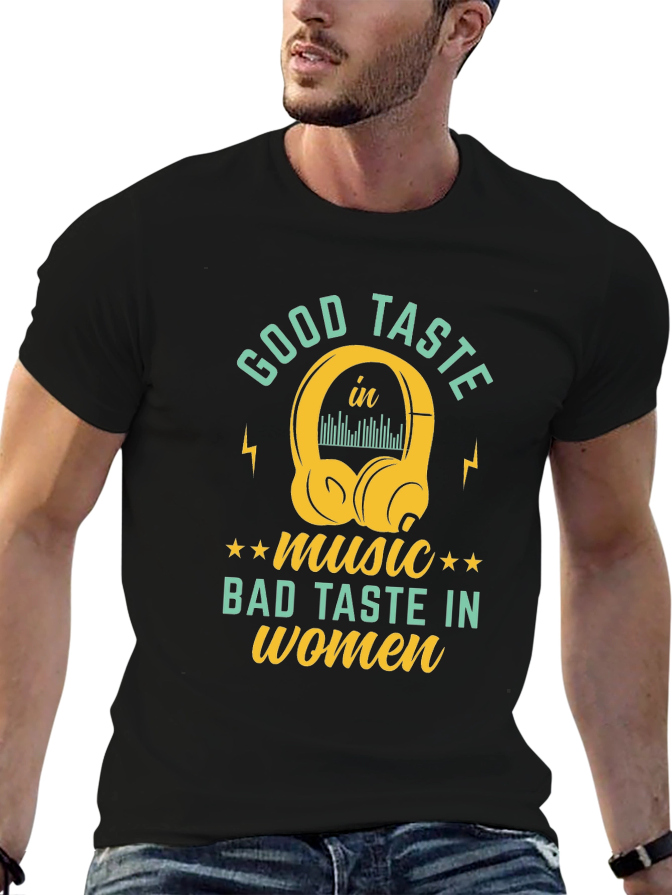 Black Good Taste Music Tee - Humorous Graphic T-Shirt view 6