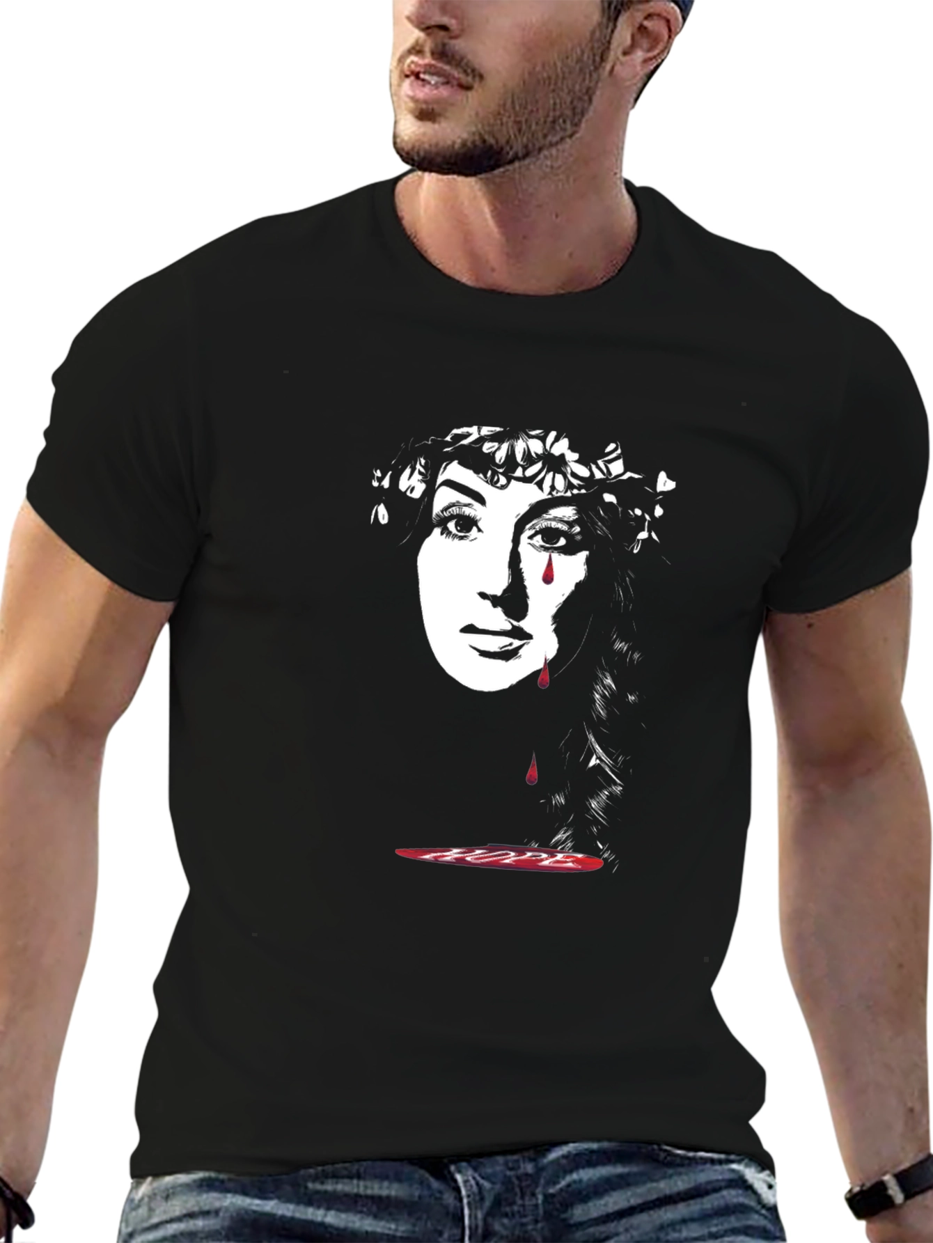 Black Tearful Hope Graphic Tee - Black view 6