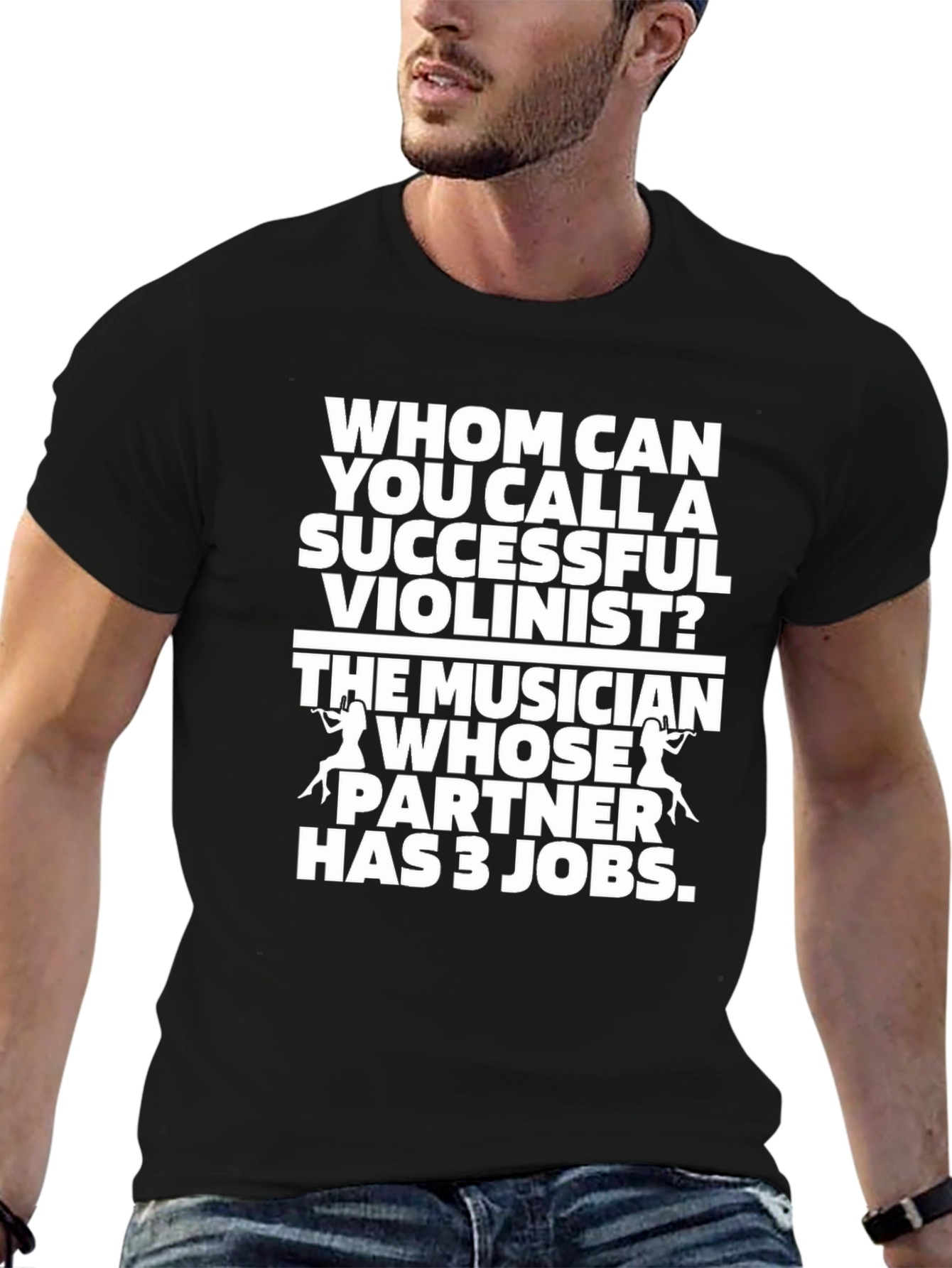 Black Funny Musician T-Shirt - Violinist Partner Joke view 6