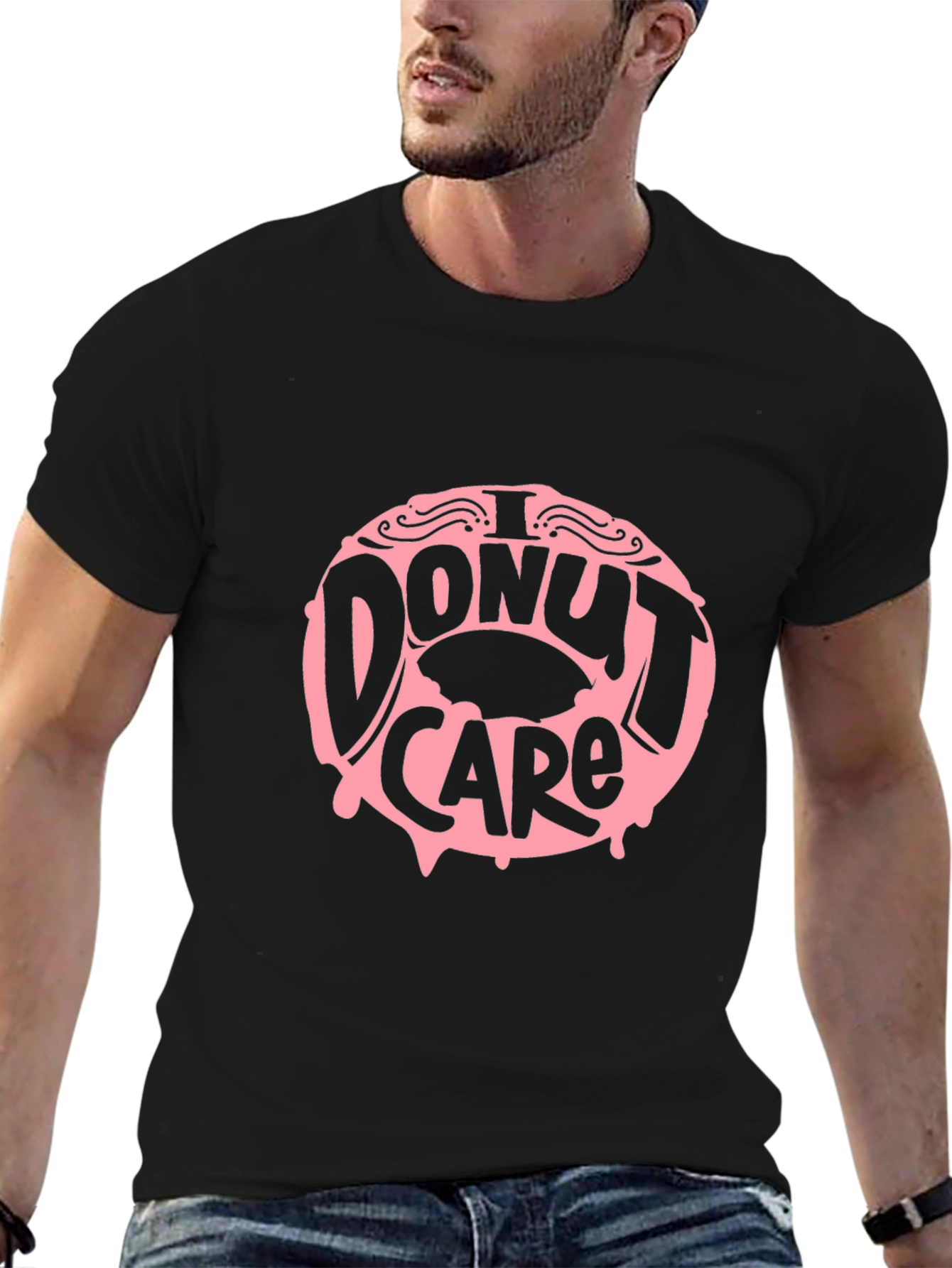 Black I Donut Care Graphic Tee - Funny Unisex T-Shirt view 6
