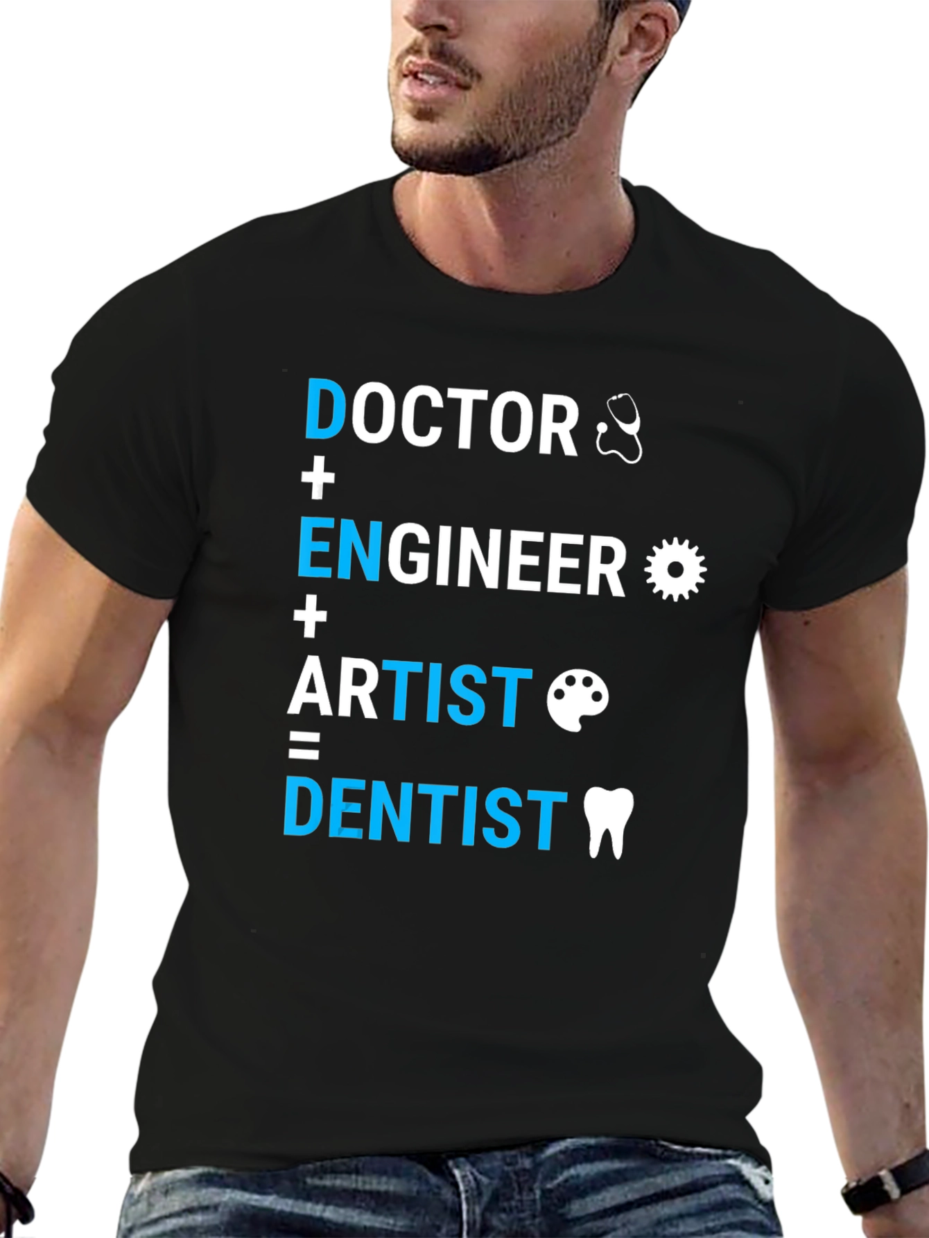 Black Doctor, Engineer, Artist = Dentist T-Shirt view 6