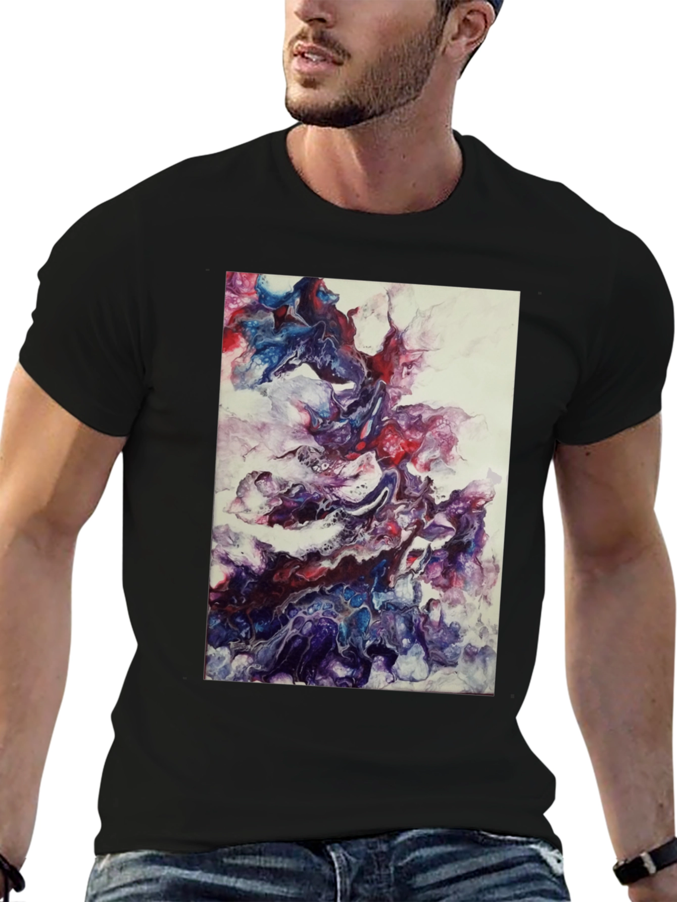 Black Abstract Art Black T-Shirt view 6