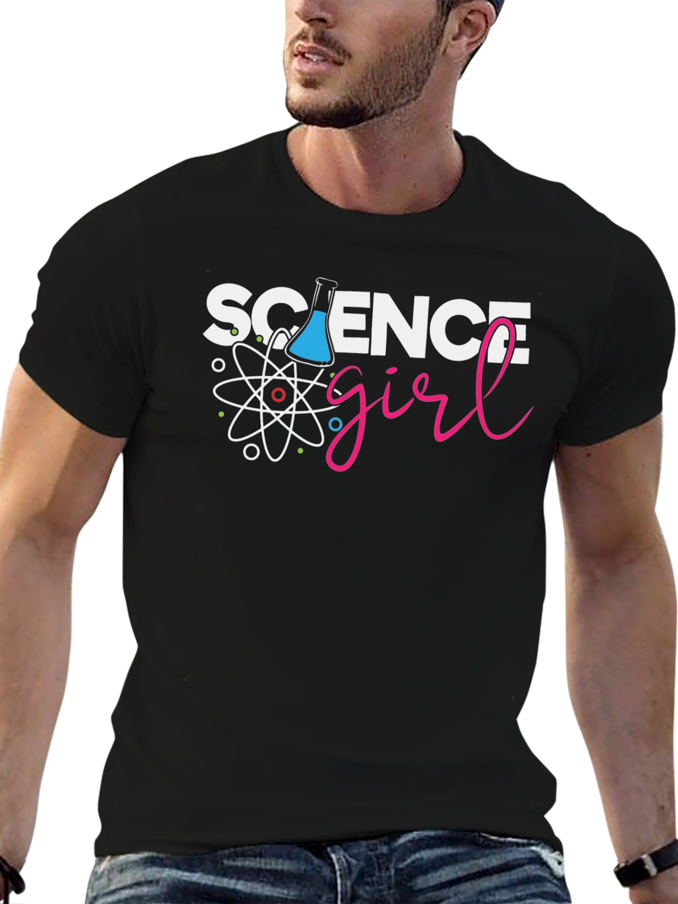 Black Science Girl Black T-Shirt - Chemistry Design view 6