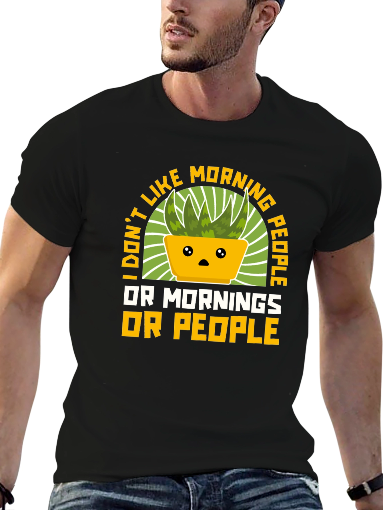 Black Funny Anti-Morning People T-Shirt view 6