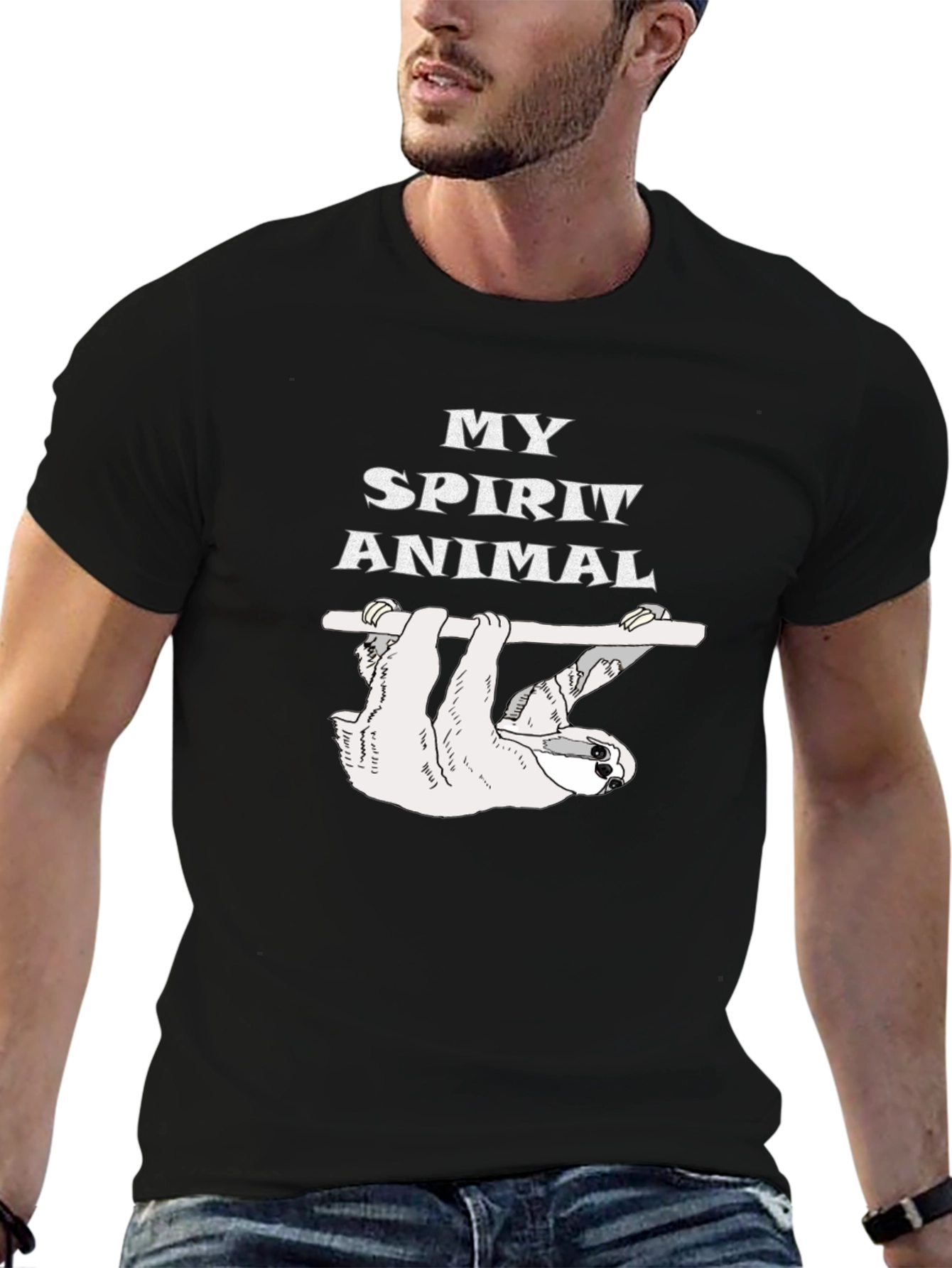 Black My Spirit Animal Sloth Graphic T-Shirt view 6