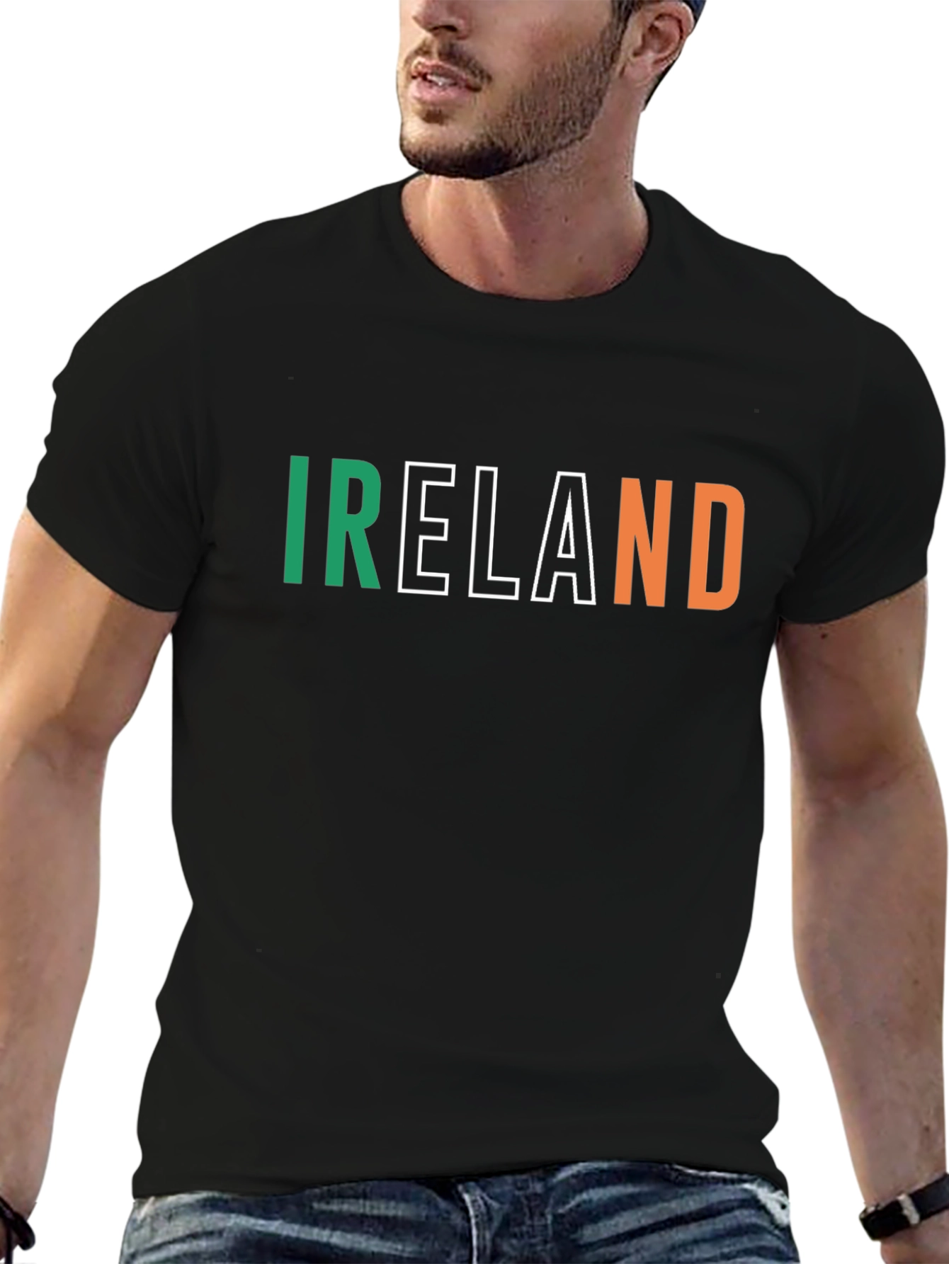 Black Ireland Flag Colors T-Shirt view 6