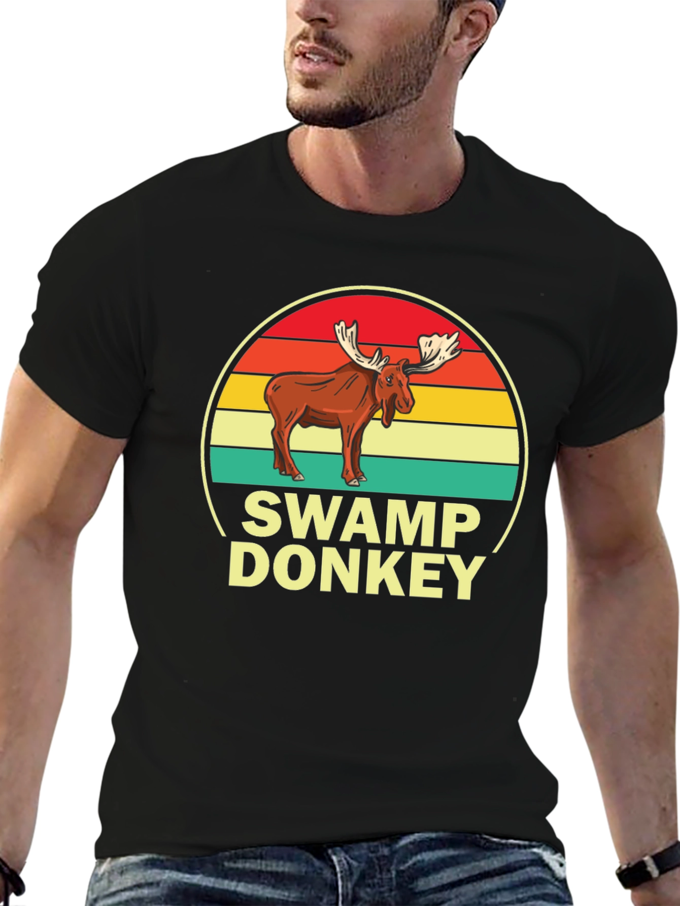 Black Swamp Donkey T-Shirt, Moose Graphic Tee view 6