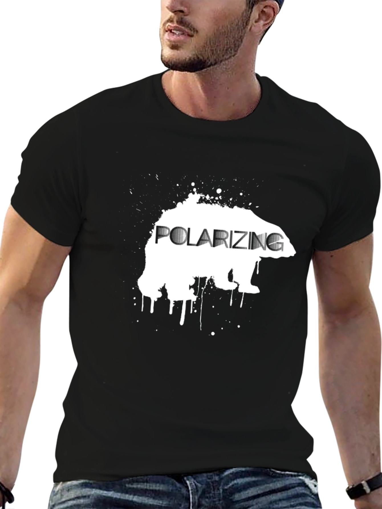 Black Polarizing Bear Black Graphic Tee view 6
