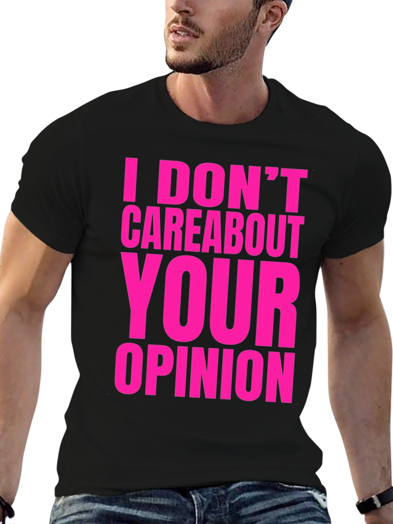 Black I Don't Care About Your Opinion Graphic Tee view 6