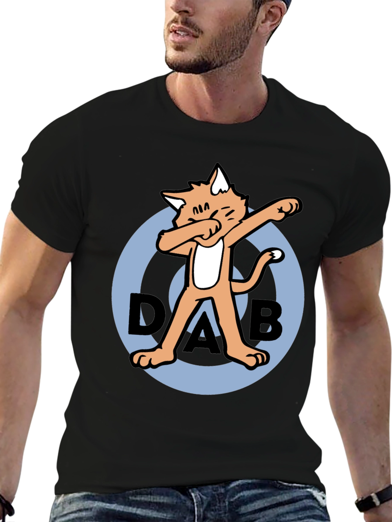 Black Dabbing Cat T-Shirt - Cool & Unique view 6