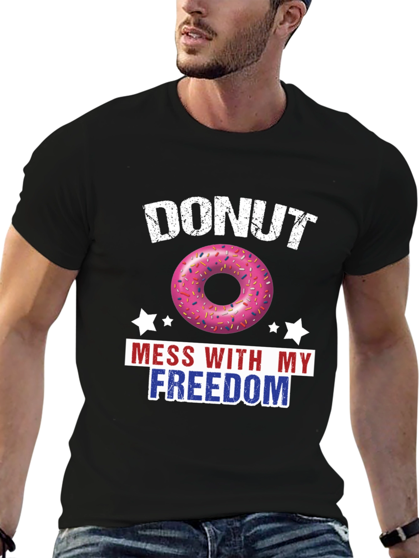 Black Donut Mess With My Freedom Patriotic T-Shirt view 6