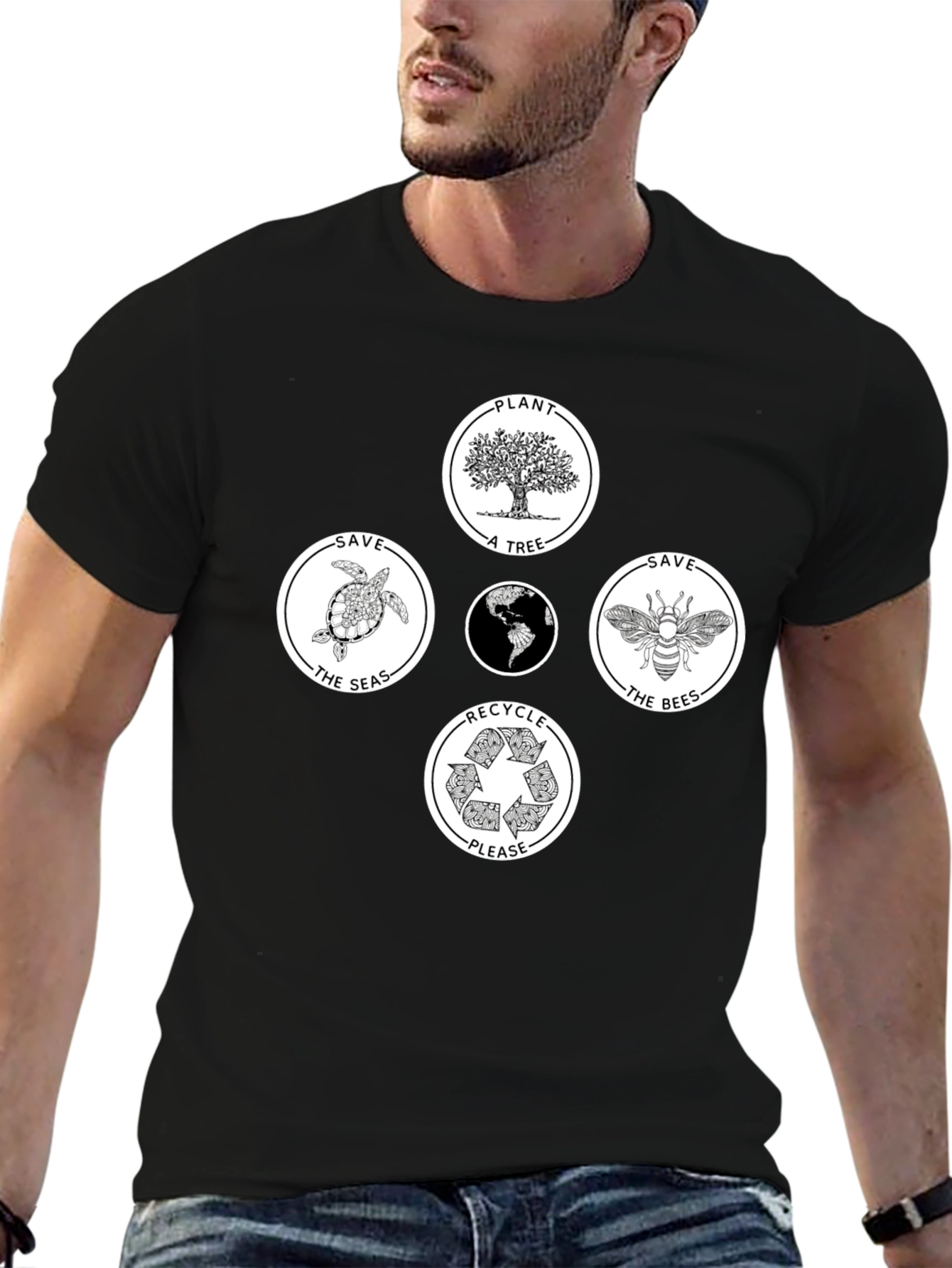 Black Eco-Friendly Graphic Tee - Save Our Planet view 6