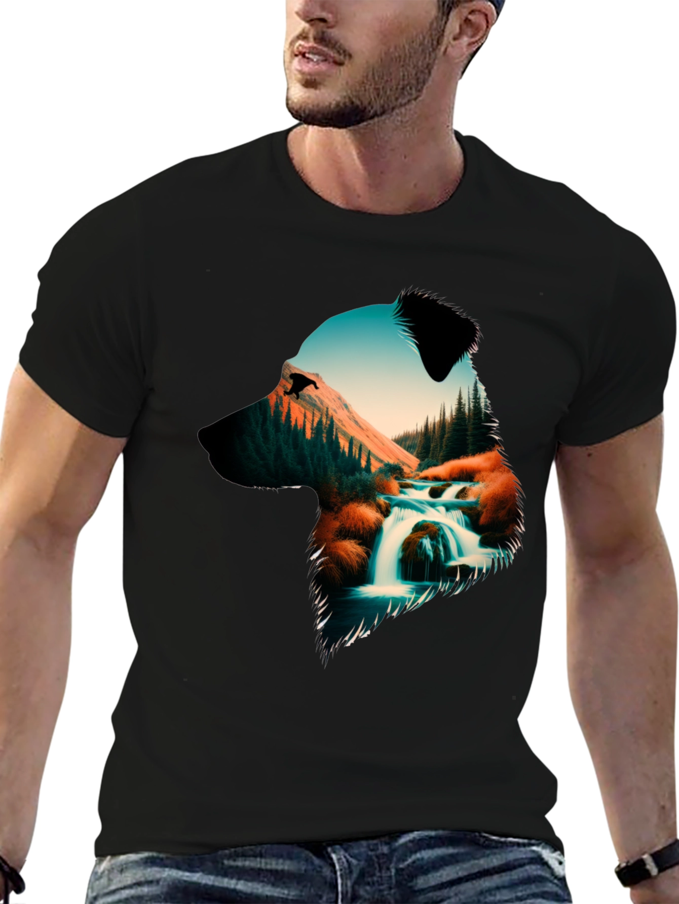 Black Nature Dog Graphic Tee - Black view 6