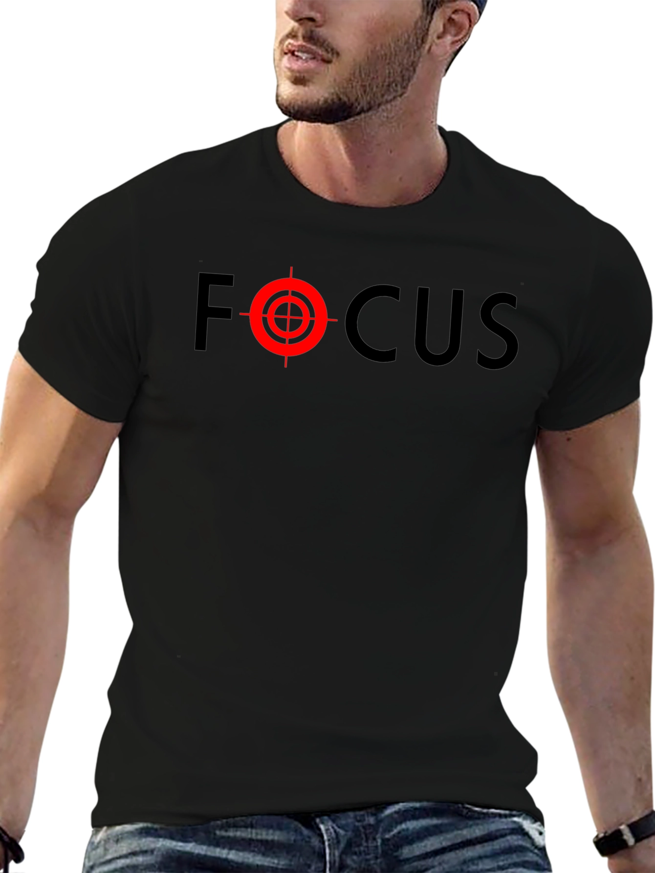 Black Focus T-Shirt - Black with Target Design view 6
