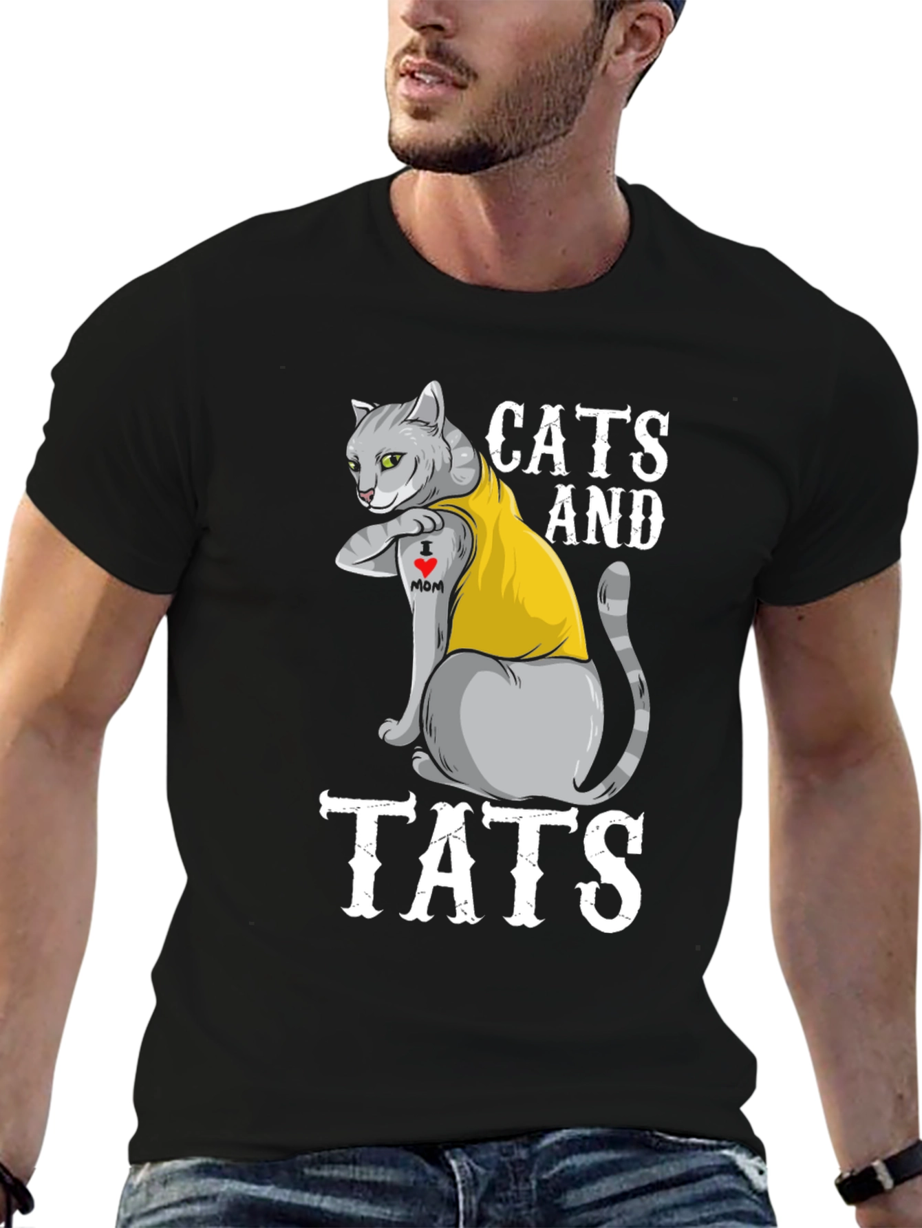 Black Cats and Tats Graphic T-Shirt - Novelty Tee view 6