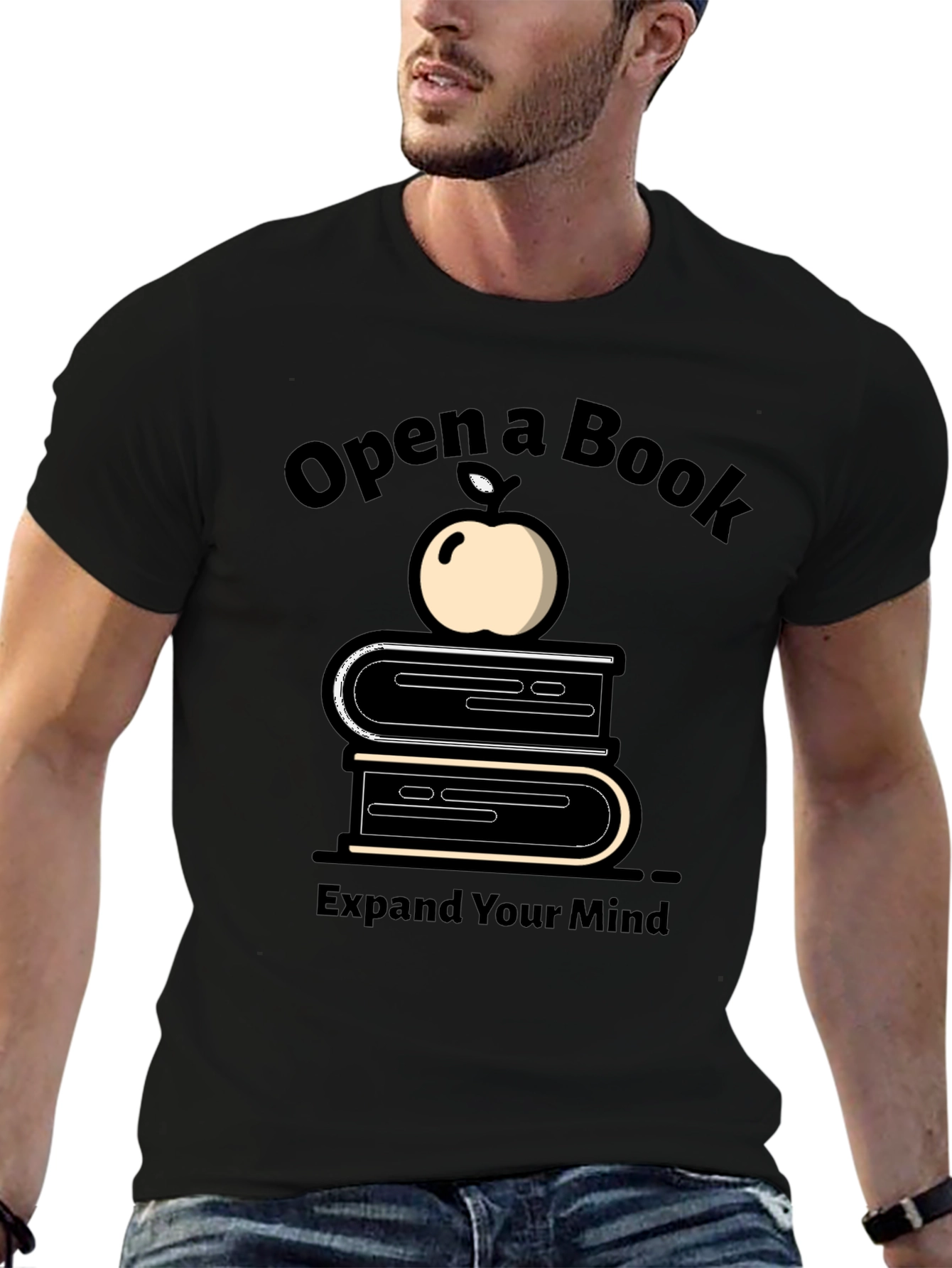 Black Open a Book Graphic Tee - Unisex Black T-Shirt view 6