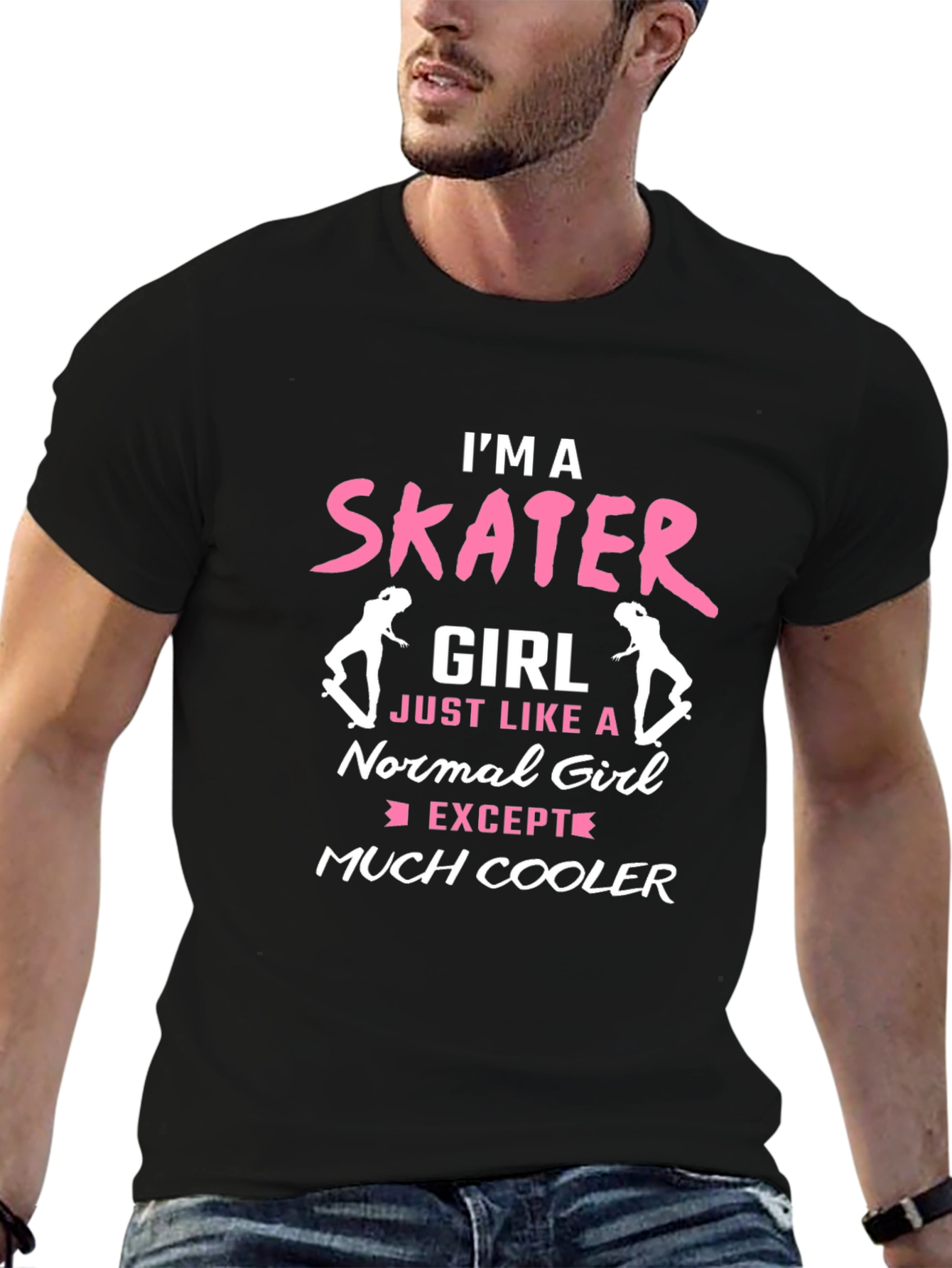 Black Skater Girl T-Shirt - Cool Graphic Tee view 6