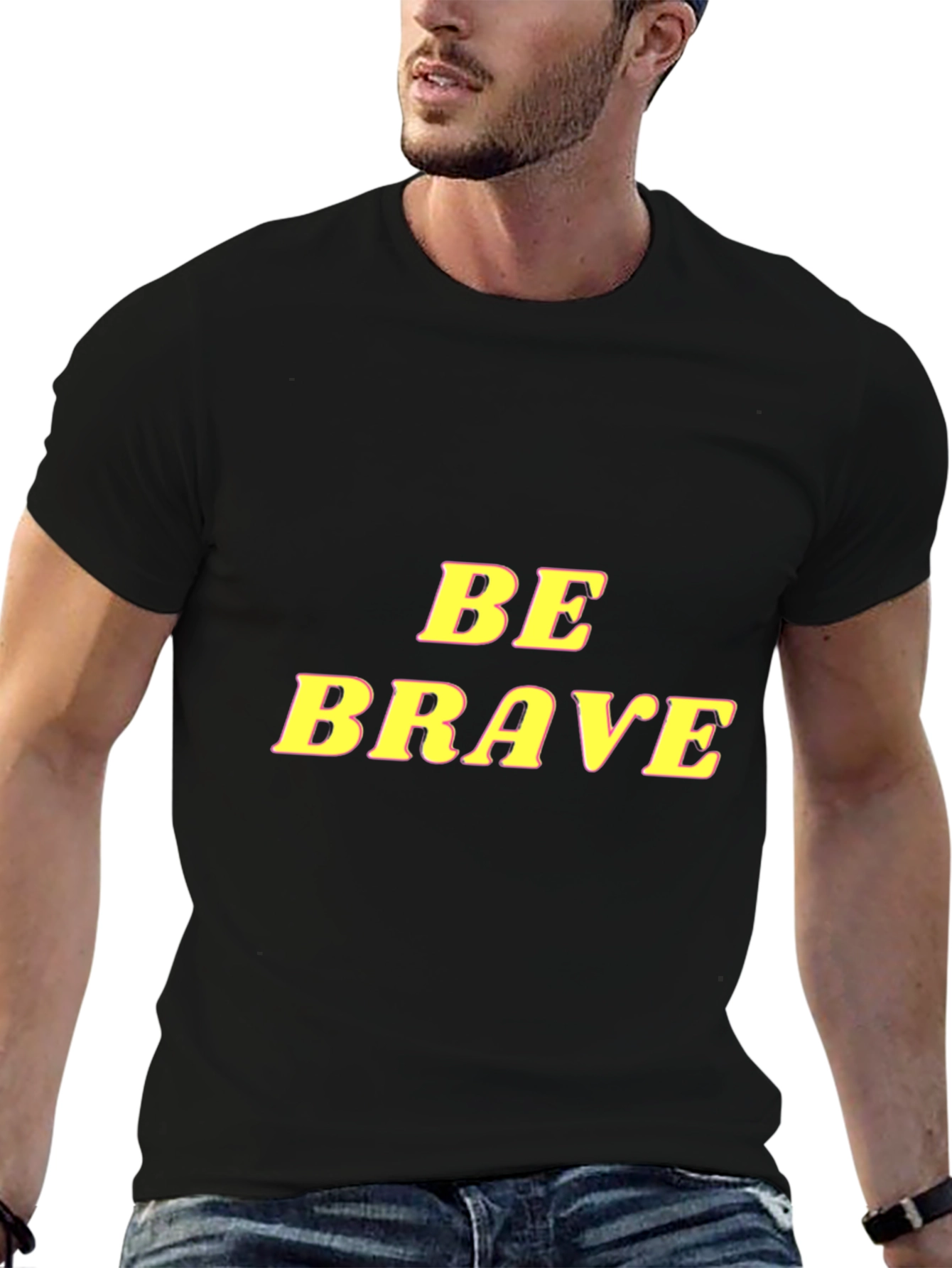 Black Be Brave Graphic Tee - Mens Black T-Shirt view 6