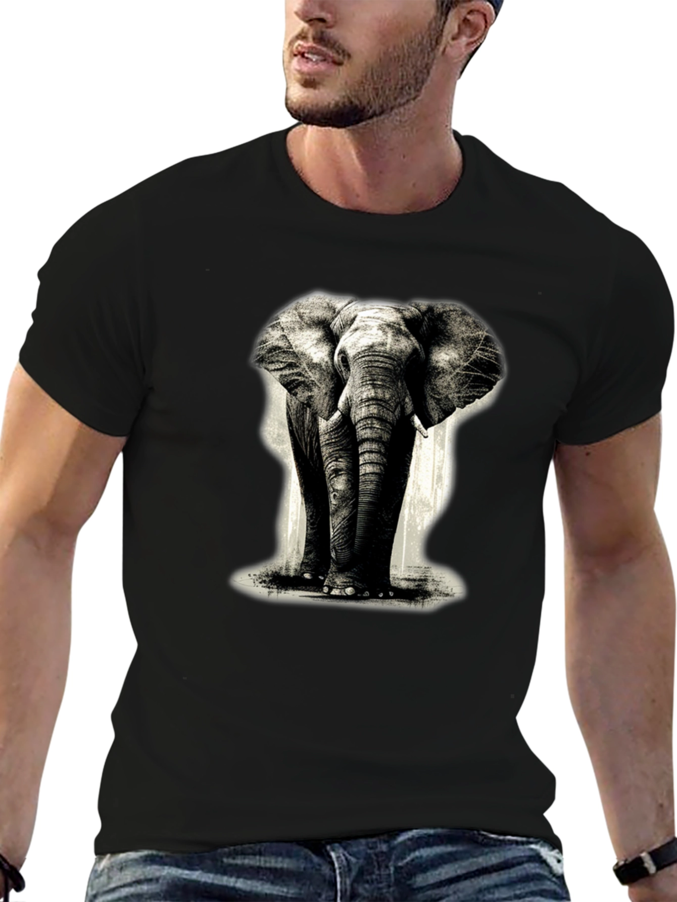 Black Elephant Graphic Black T-Shirt view 6