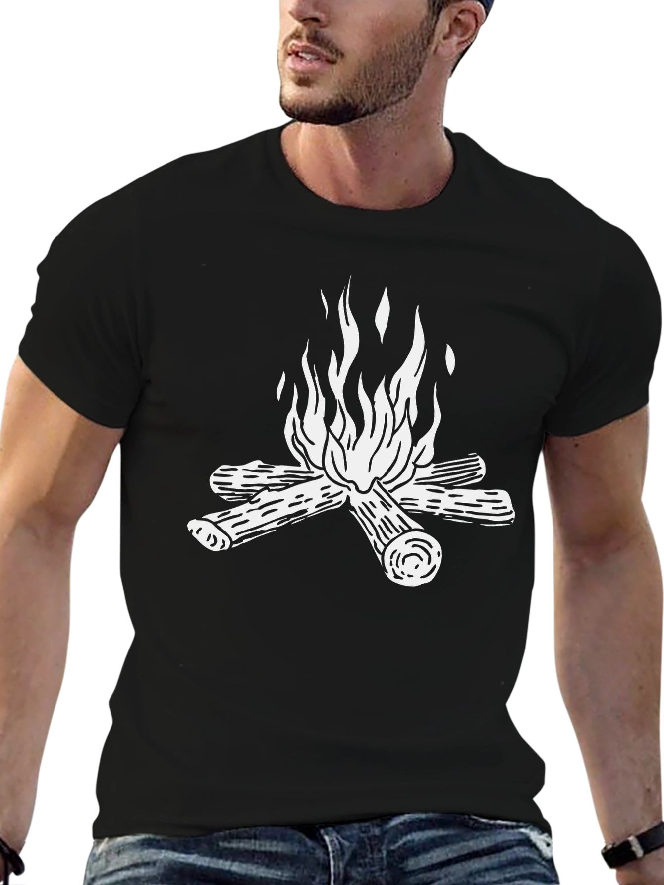 Black Campfire Graphic Tee - Cozy Nights, Outdoors view 6