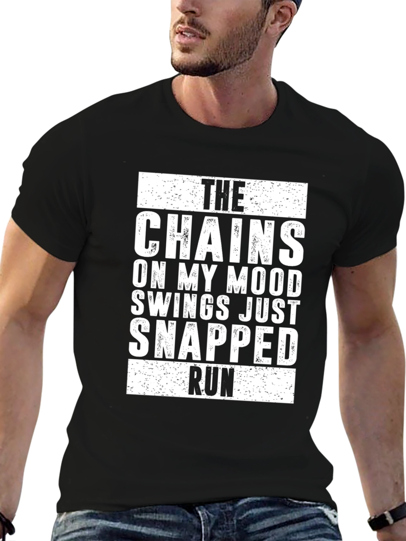 Black Mood Swings Snapped T-Shirt - Run! view 6