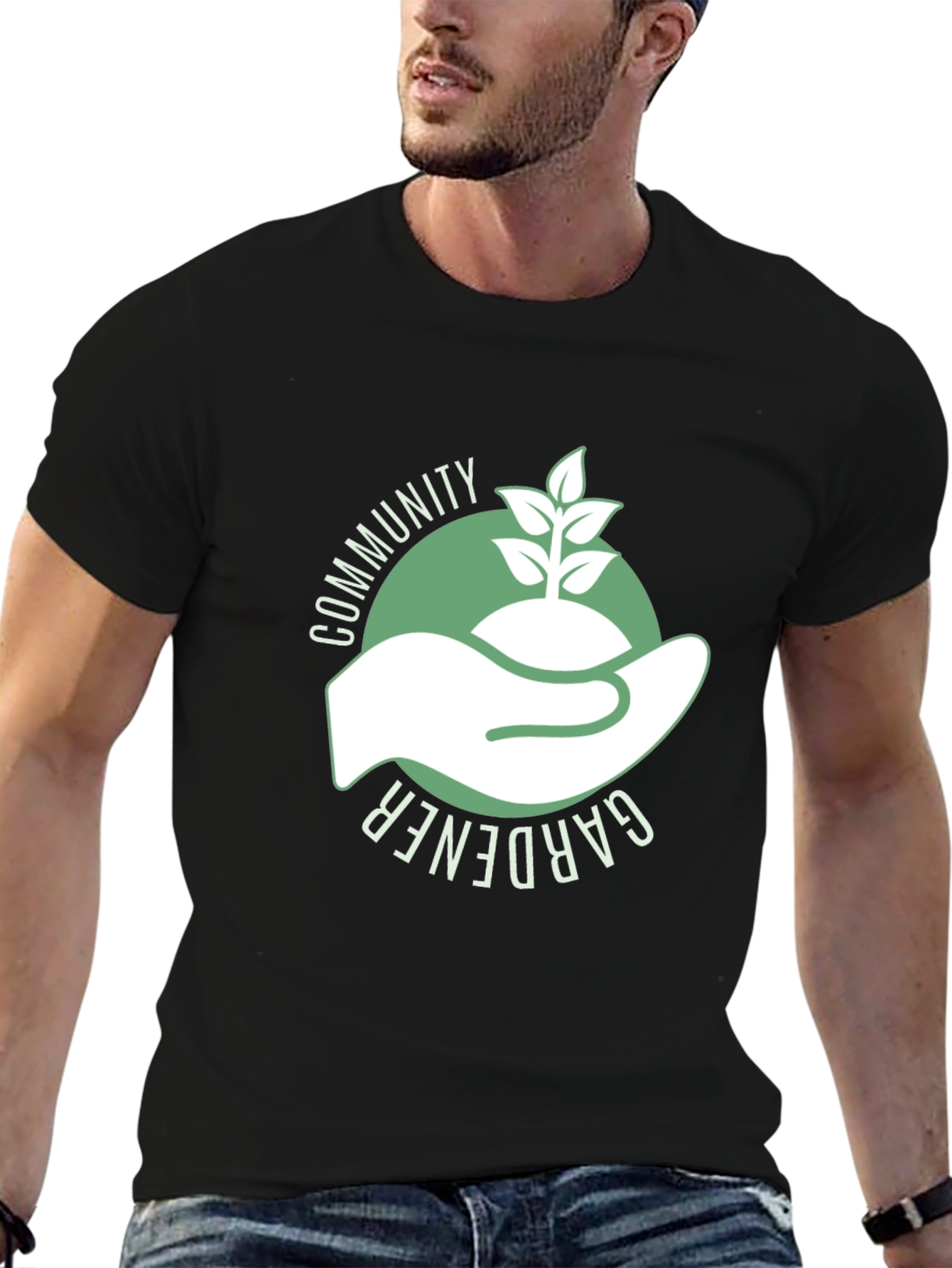 Black Community Gardener Black T-Shirt - Eco-Friendly Design view 6