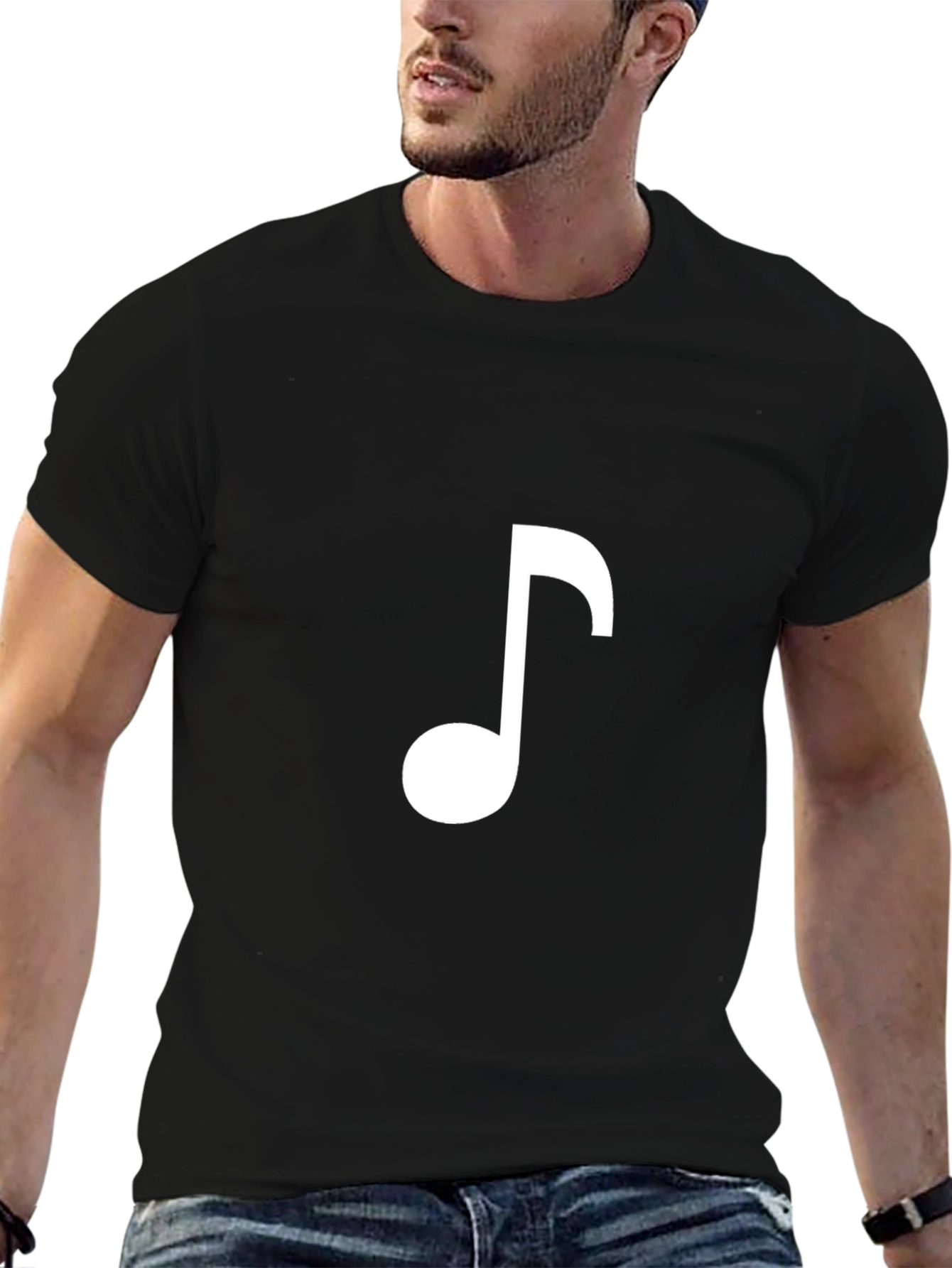 Black Music Note Black T-Shirt view 6