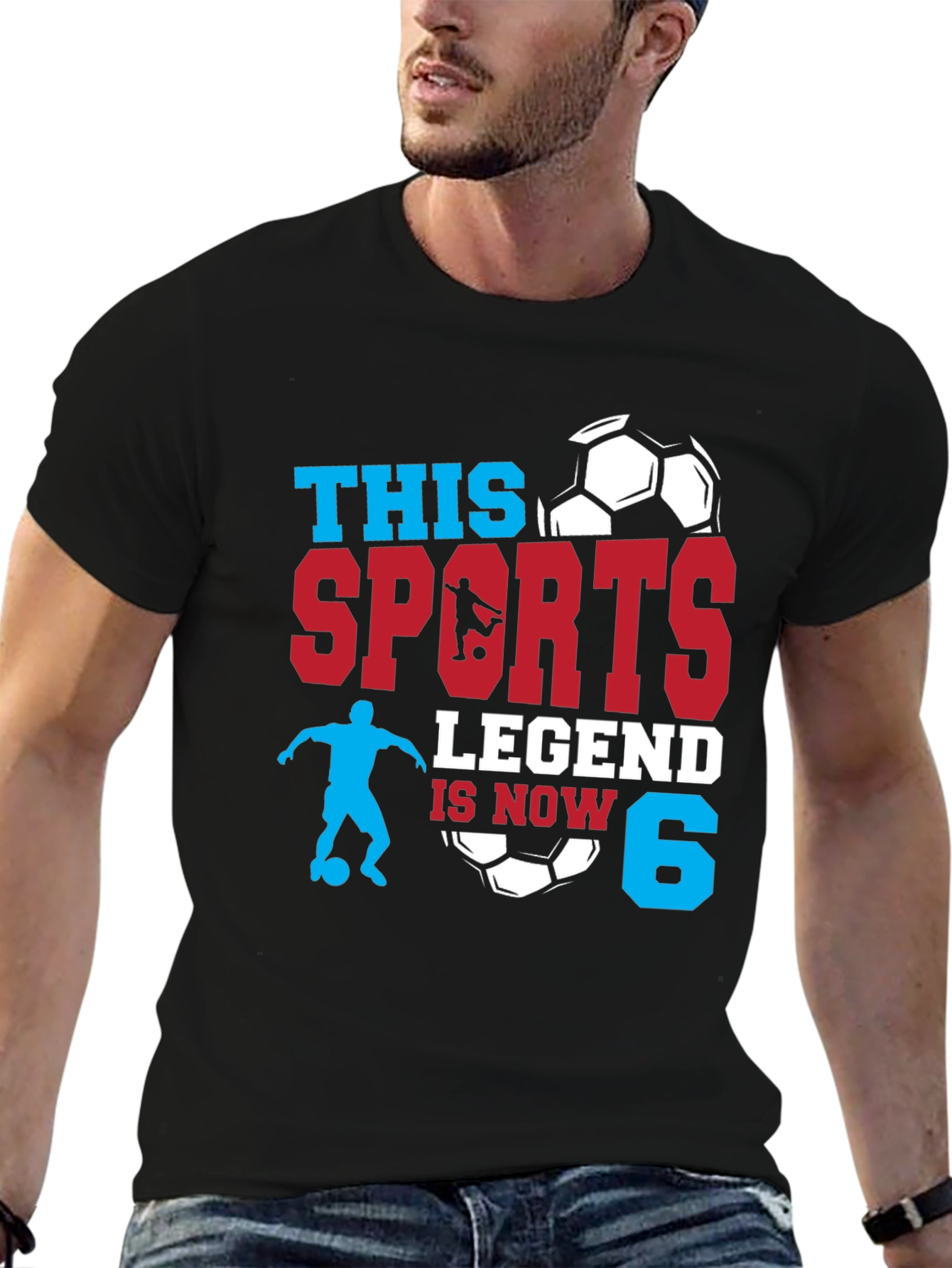 Black Sports Legend 6th Birthday Soccer T-Shirt view 6