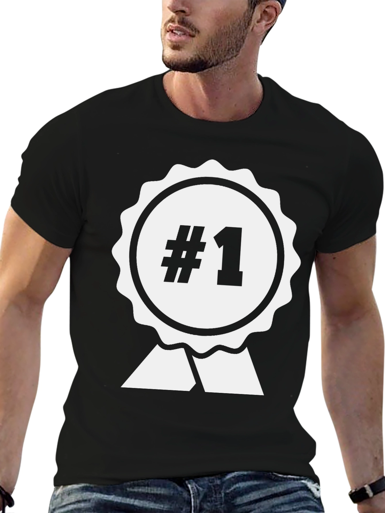 Black #1 Champion T-Shirt - Black Cotton Graphic Tee view 6