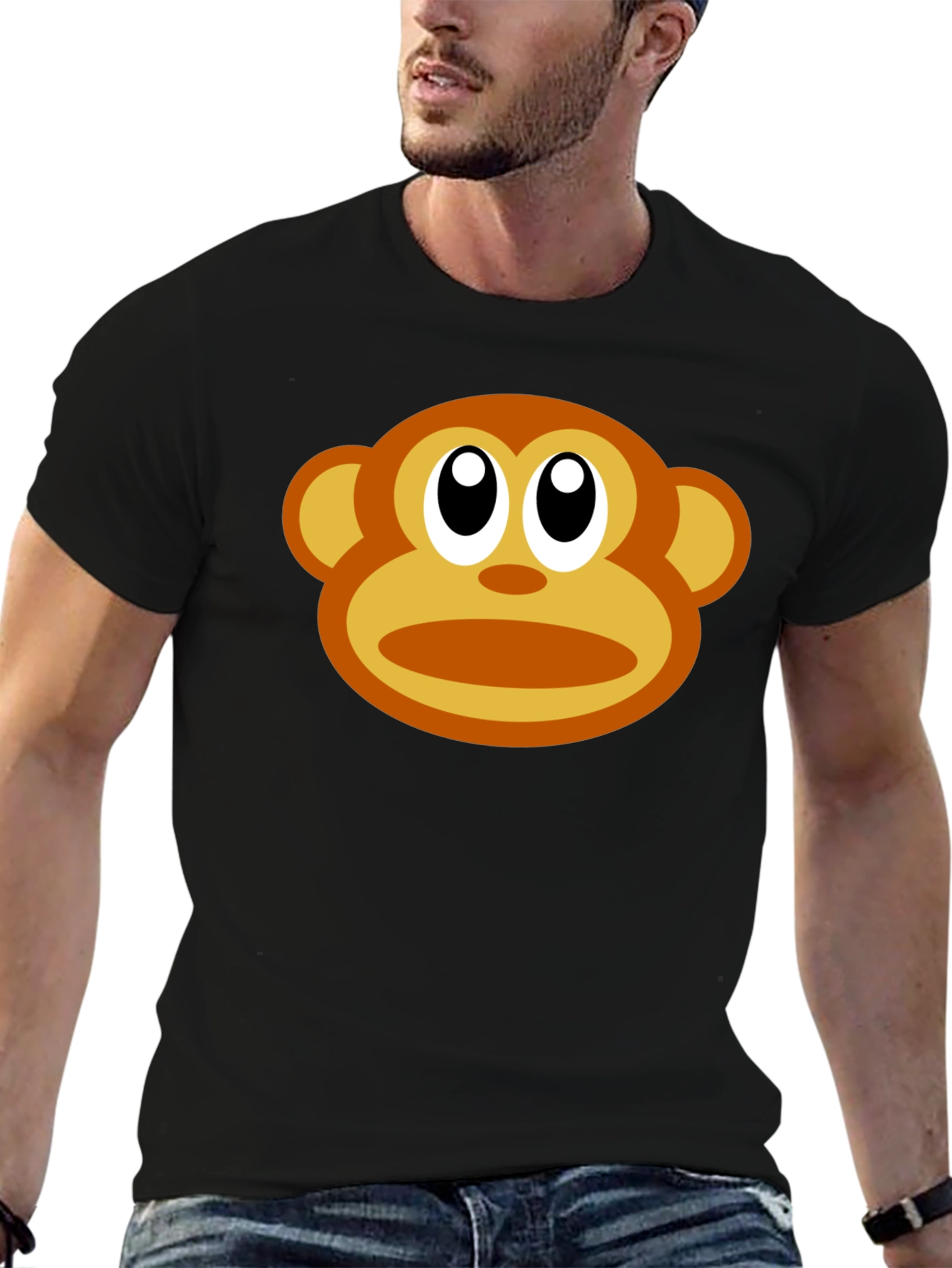 Black Monkey Face Graphic Tee - Fun Casual Black Shirt view 6