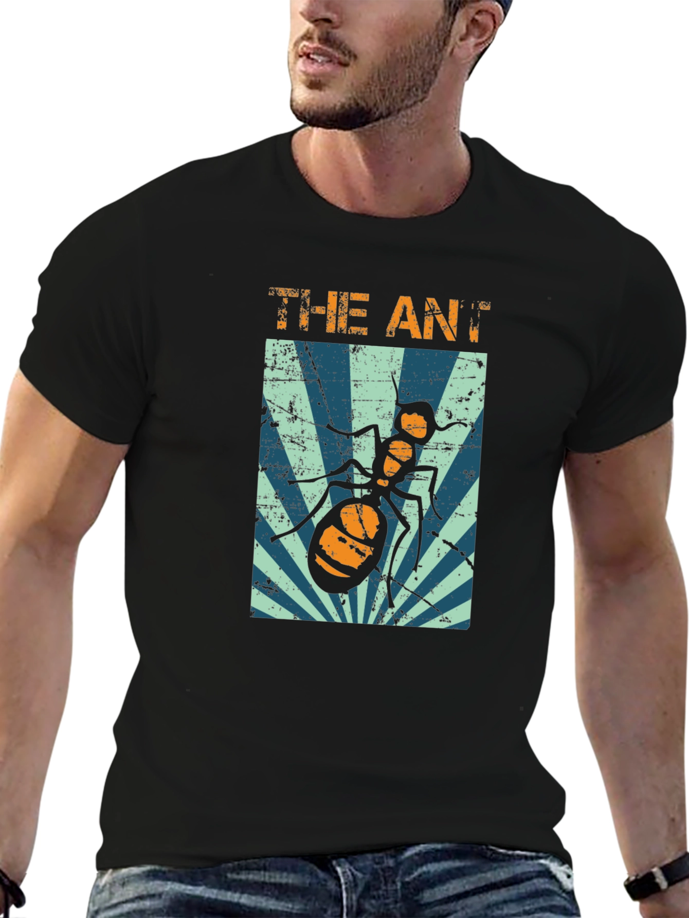 Black The Ant Graphic T-Shirt - Unique Design view 6