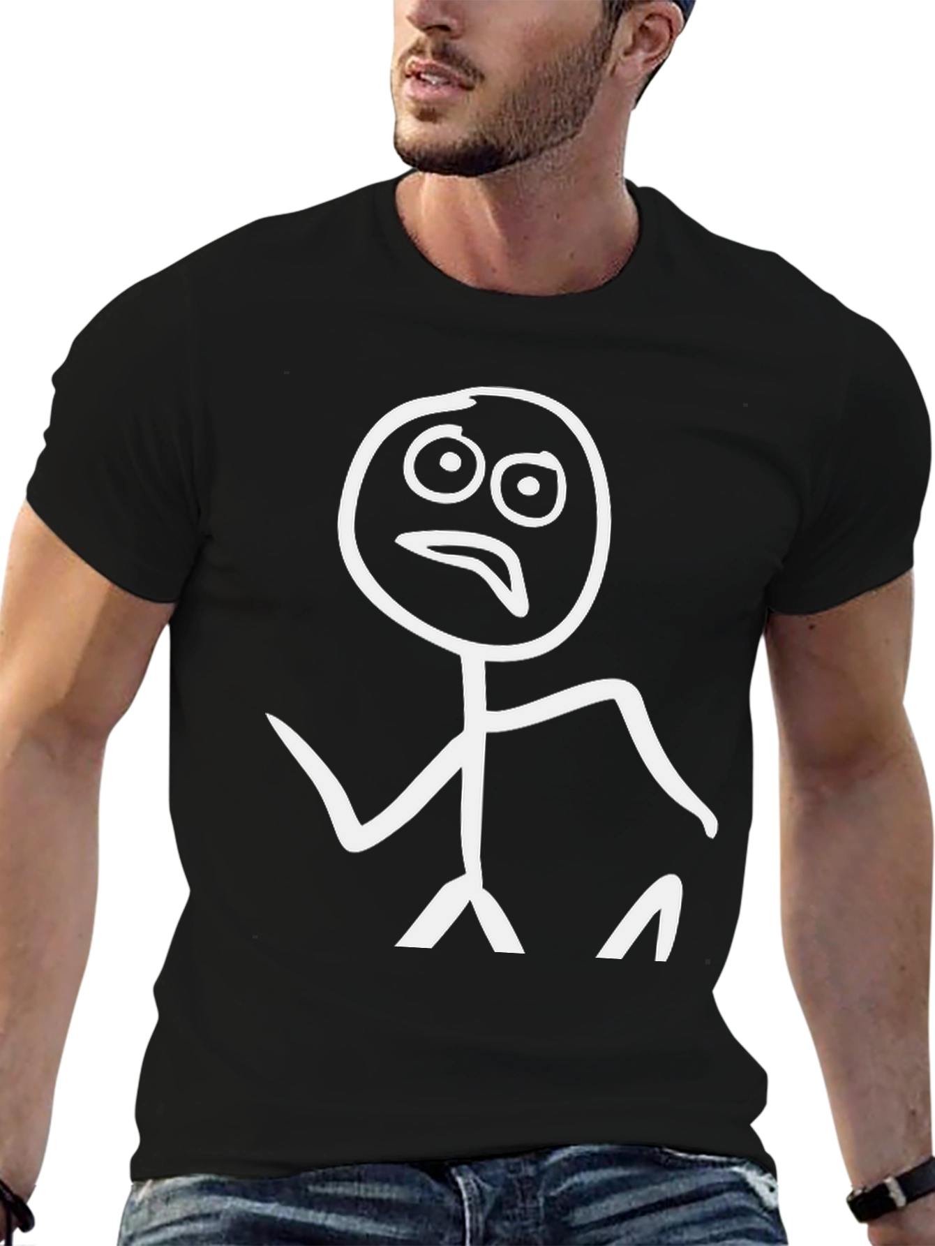 Black Funny Stick Figure T-Shirt - Black Graphic Tee view 6