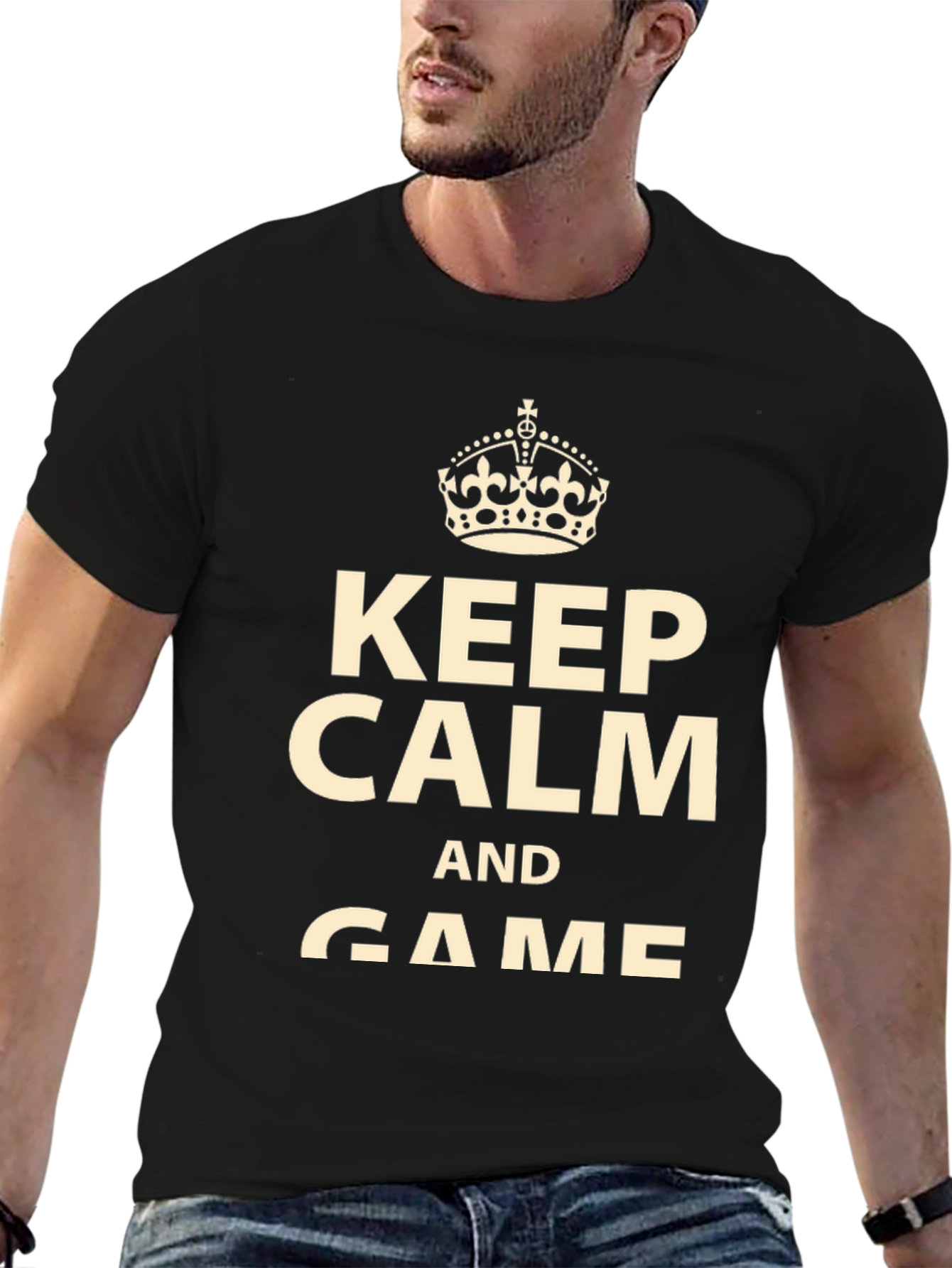 Black Keep Calm and Game Black T-Shirt view 6