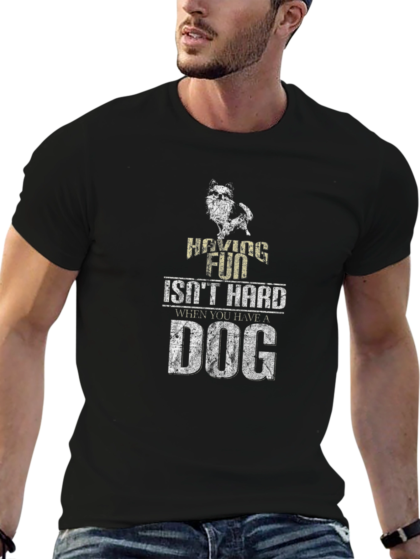 Black Having Fun Isn't Hard T-Shirt - Dog Lover Apparel view 6