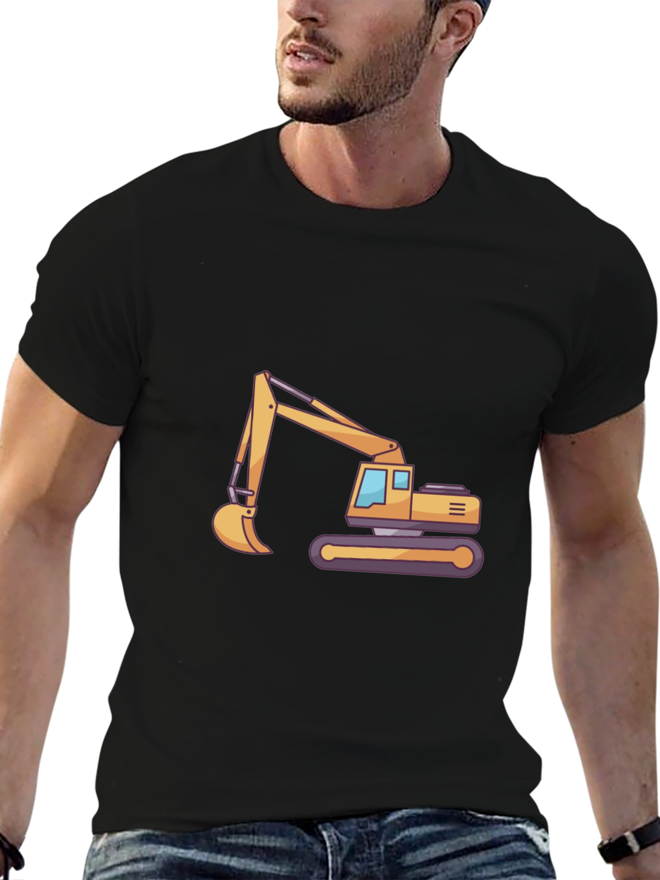 Black Excavator Graphic Tee - Construction Vehicle T-Shirt view 6