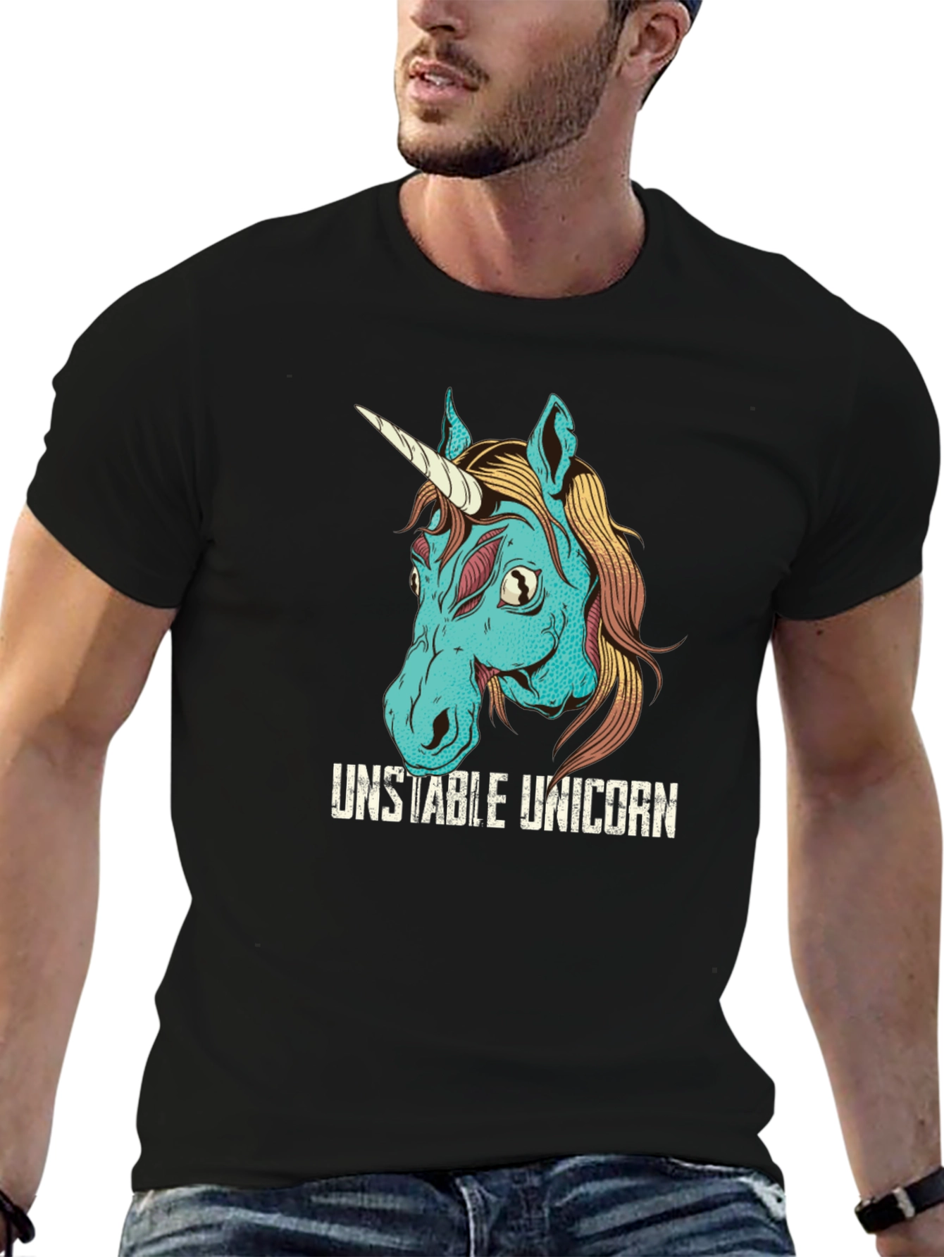 Black Unstable Unicorn Graphic Tee view 6