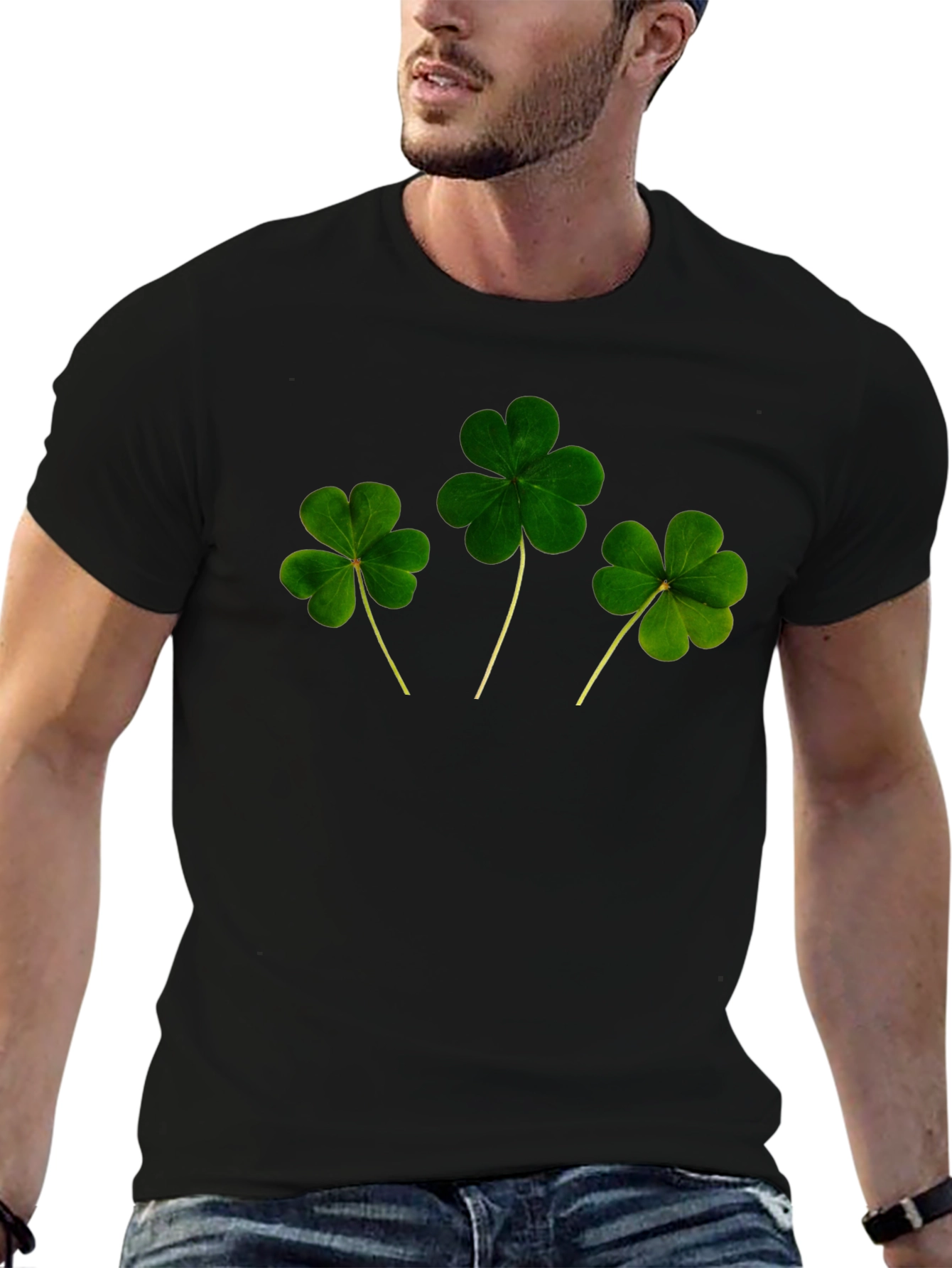 Black Lucky Clover T-Shirt - St. Patrick's Day view 6