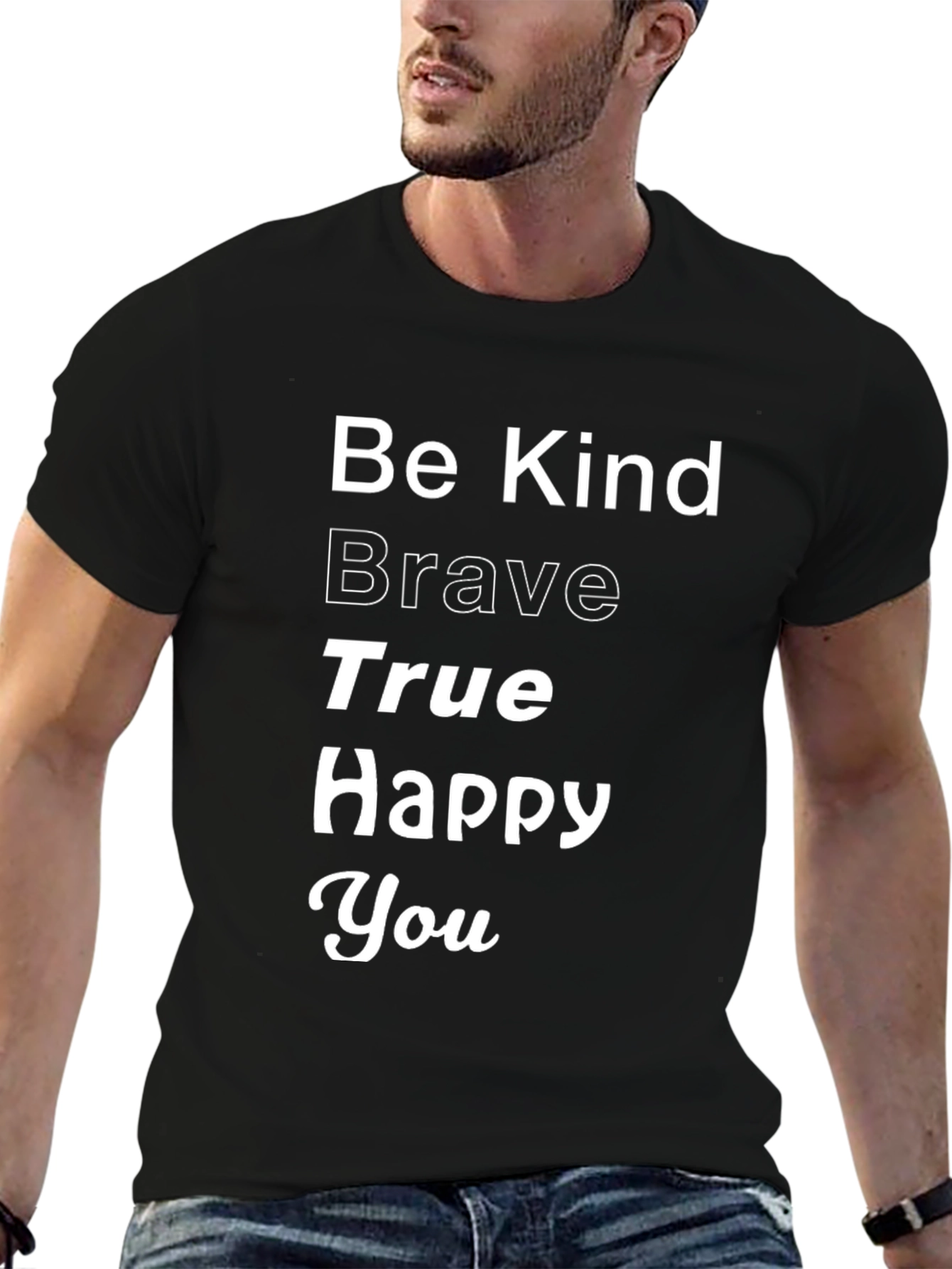 Black Be Kind Brave True Graphic Tee view 6
