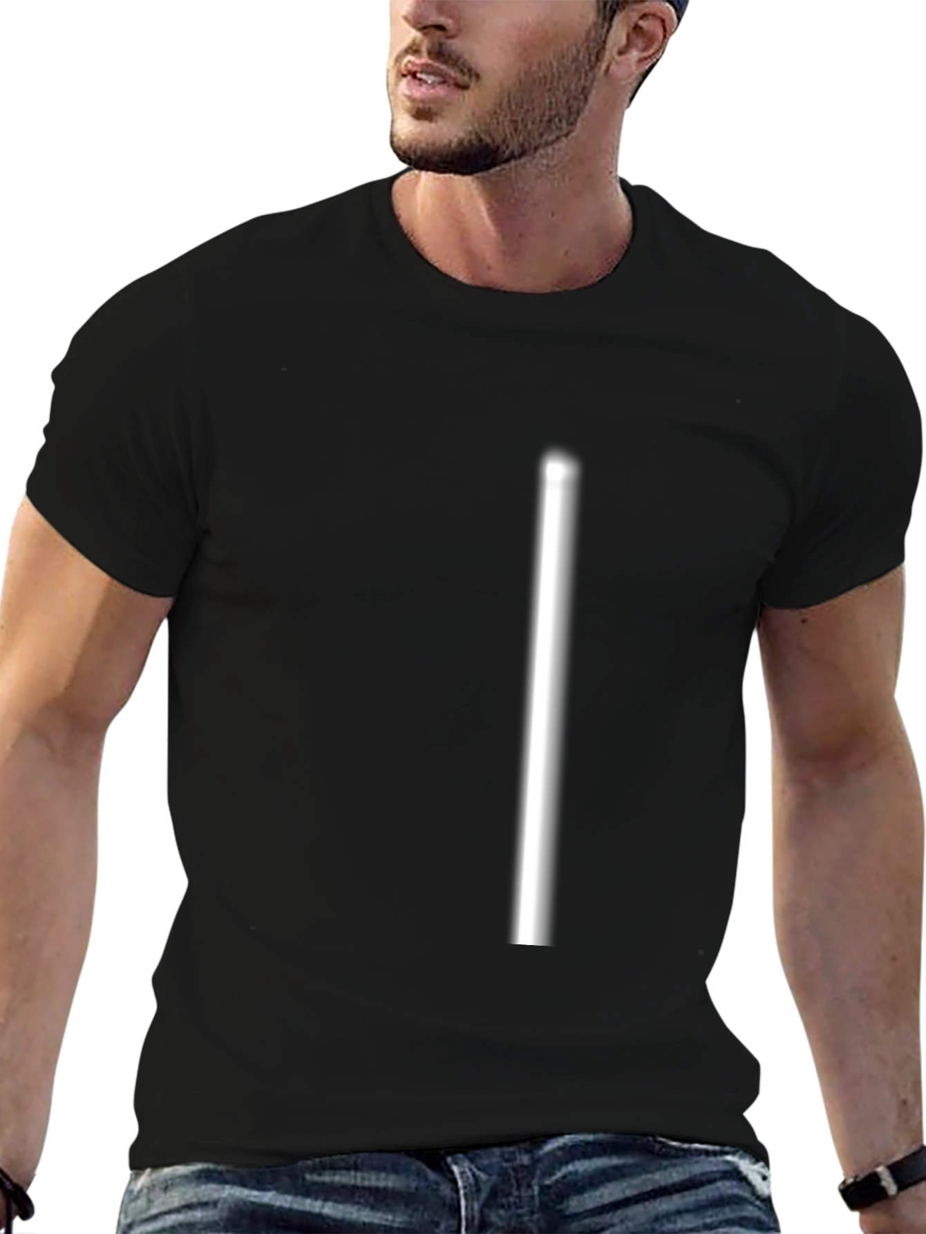 Black Men's Solid Black Crewneck T-Shirt view 6