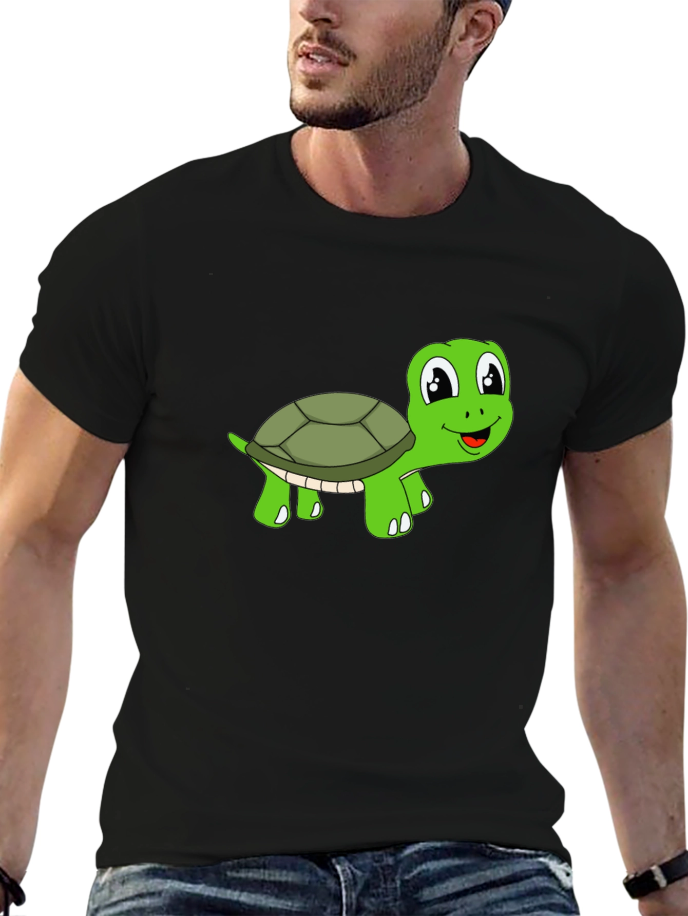 Black Cute Turtle Graphic T-Shirt - Black view 6