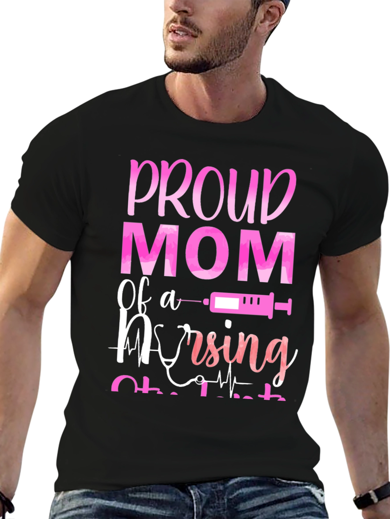 Black Proud Mom of a Nursing Student T-Shirt view 6