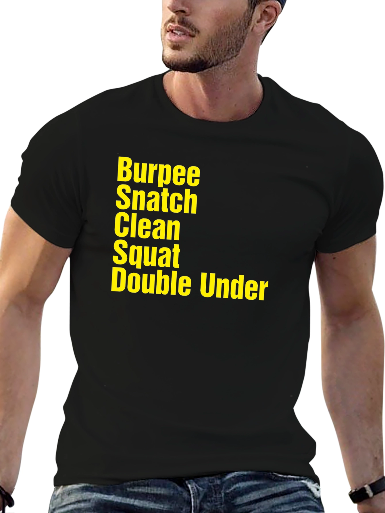 Black Workout Exercise T-Shirt - Burpee Snatch Clean Squat Under view 6