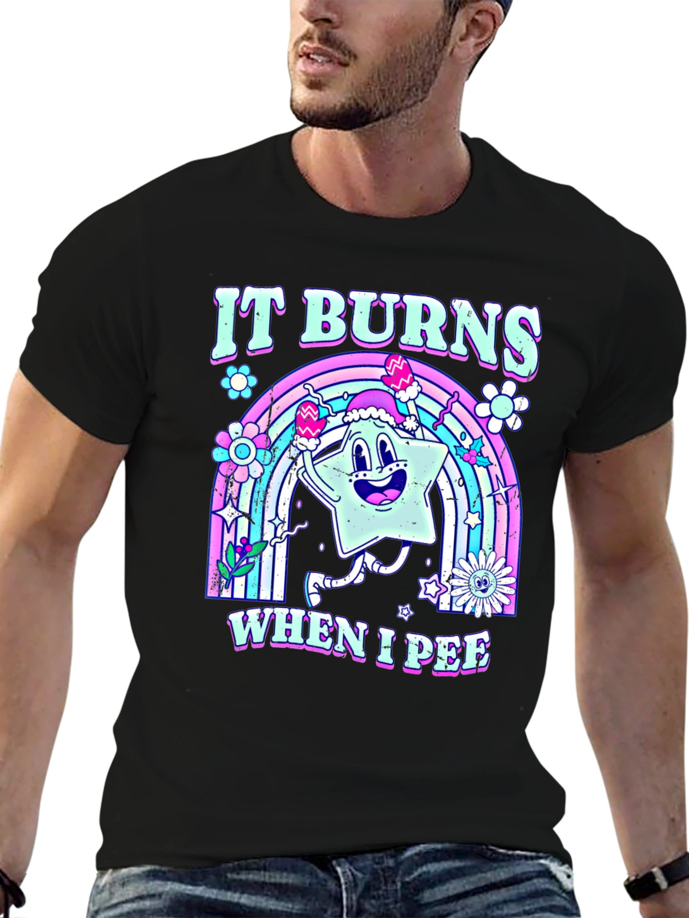 Black It Burns When I Pee Graphic Tee view 6