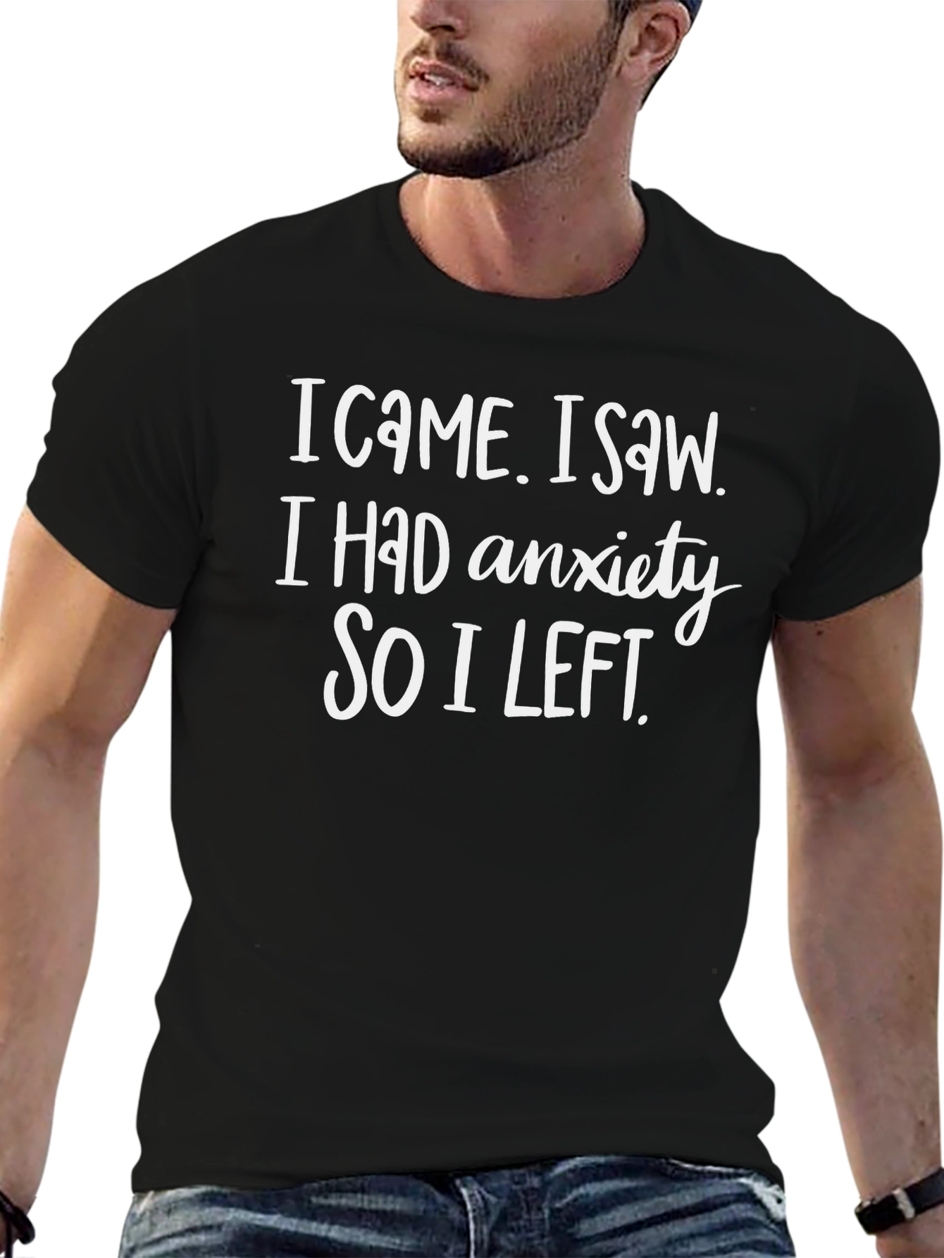 Black Anxiety Tee: I Came I Saw I Left Funny Slogan view 6