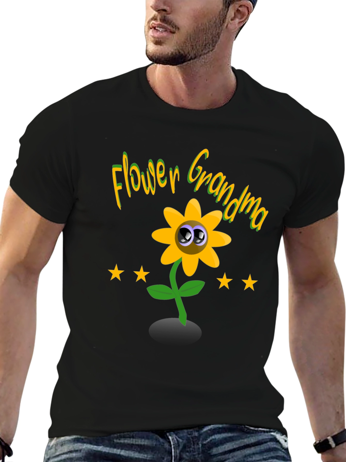 Black Flower Grandma Novelty Graphic T-Shirt view 6