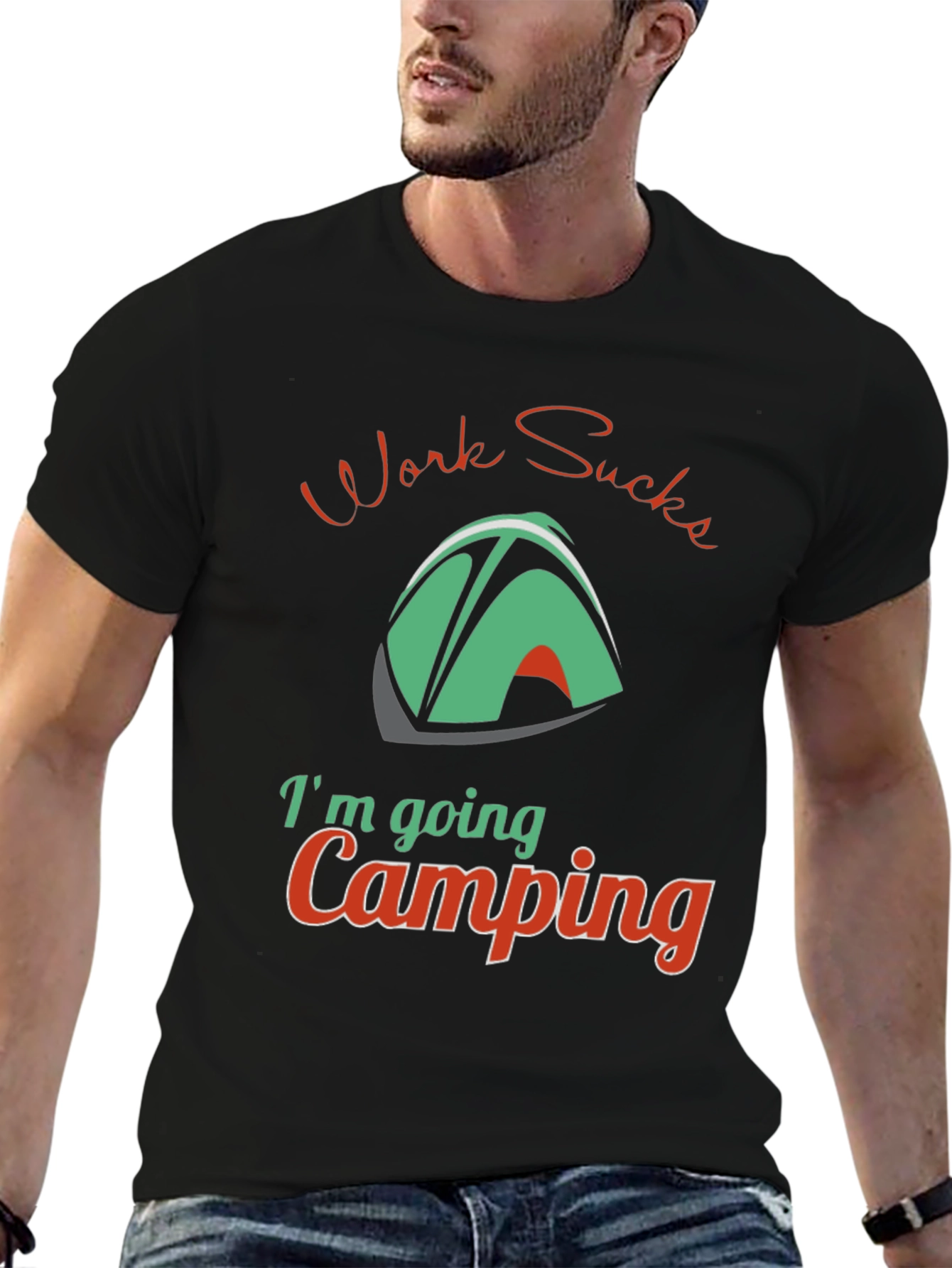 Black Work Sucks, I'm Going Camping T-Shirt view 6